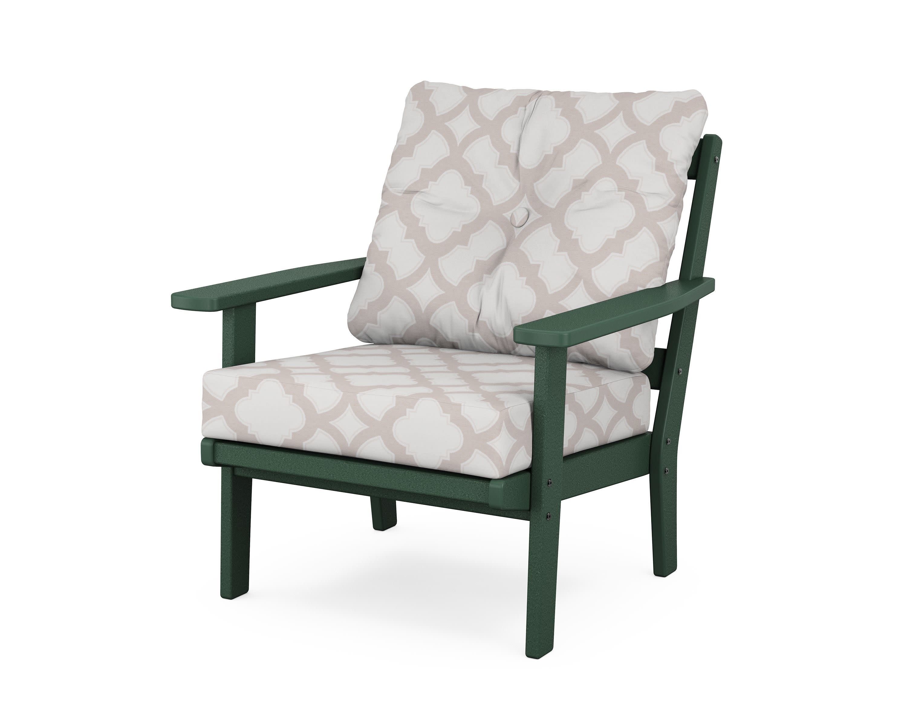 Prairie Deep Seating Chair in Green / Trellis Dune Burlap