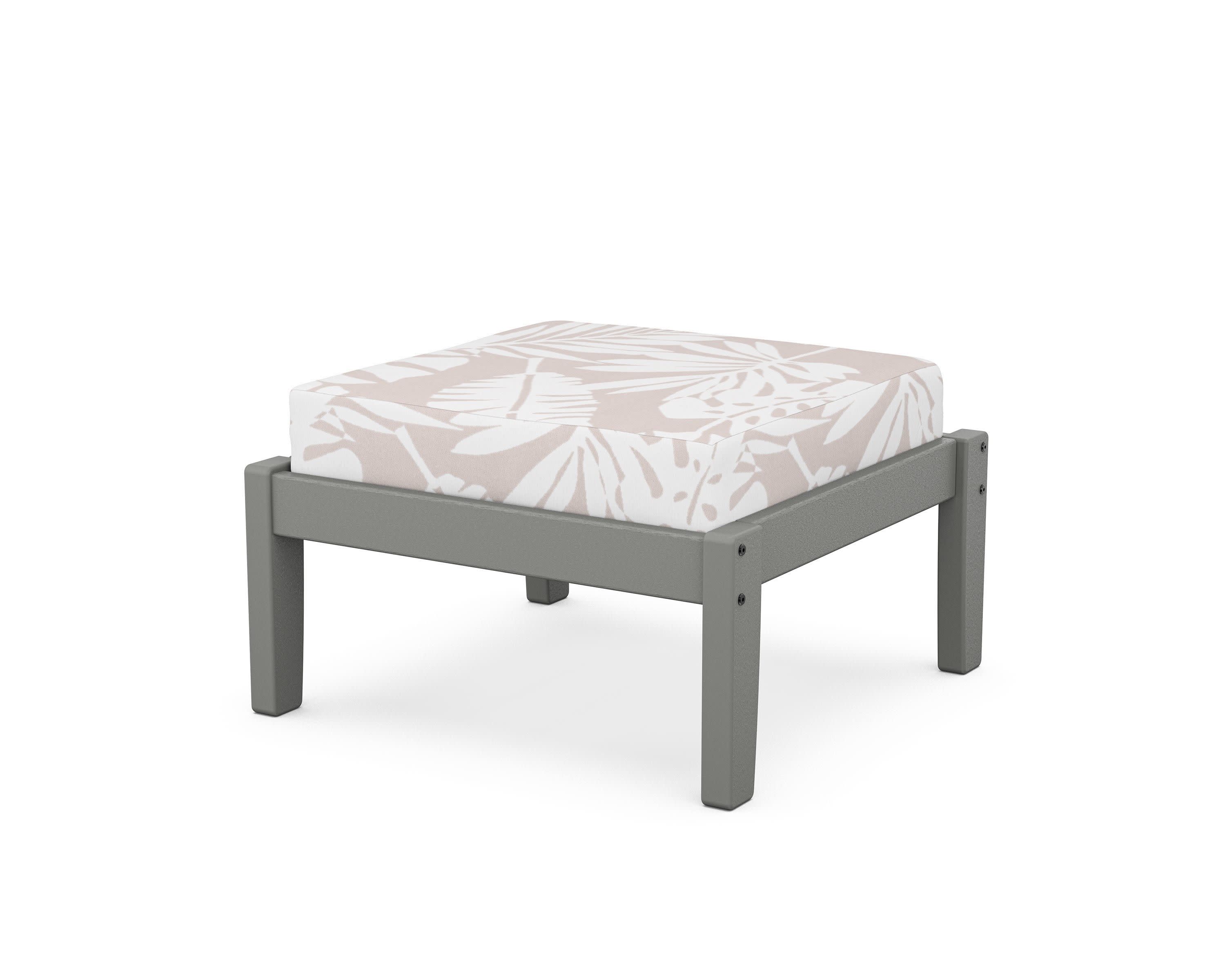 Deep Seating Ottoman in Slate Grey / Leaf Dune Burlap