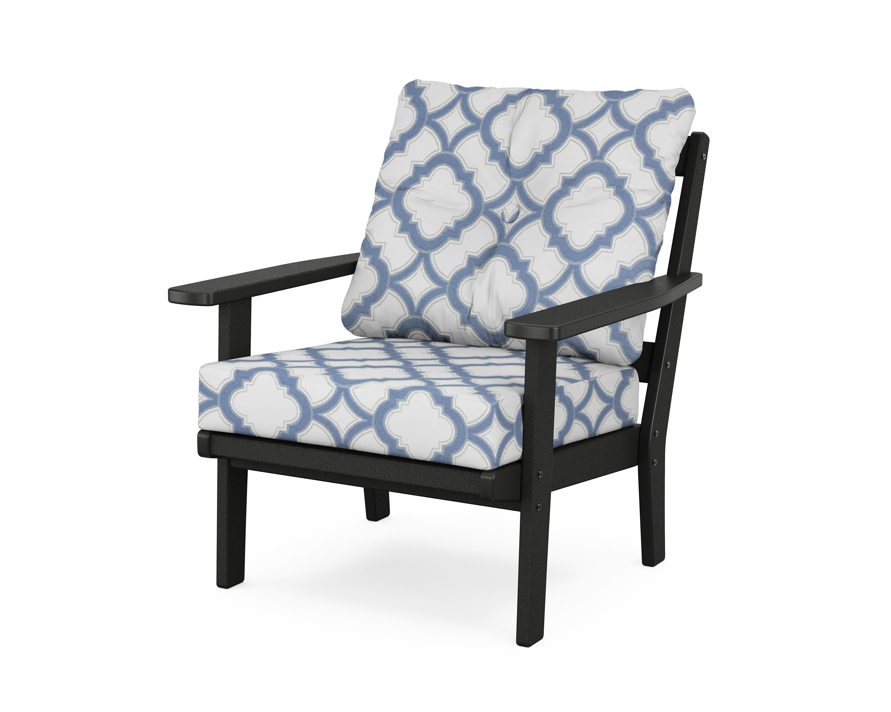 Prairie Deep Seating Chair in Black / Trellis Sky Blue