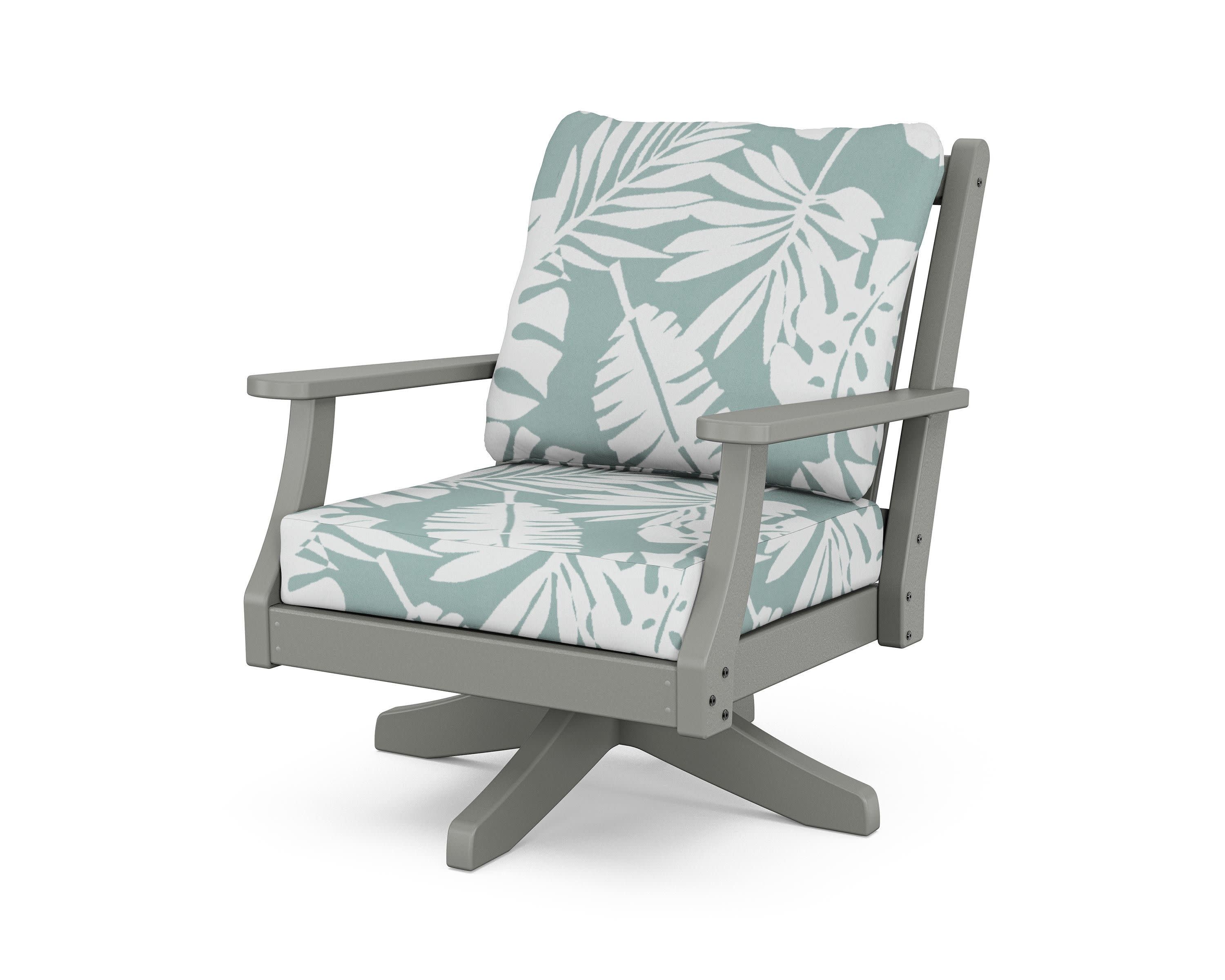Wovendale Deep Seating Swivel Chair in Slate Grey / Leaf Glacier Spa