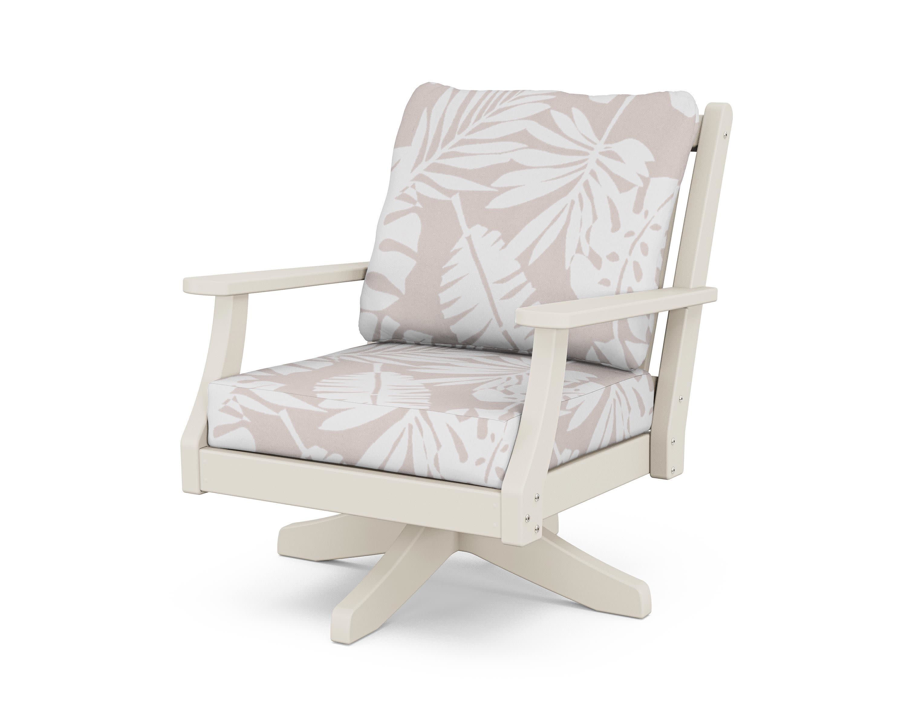 Wovendale Deep Seating Swivel Chair in Sand / Leaf Dune Burlap