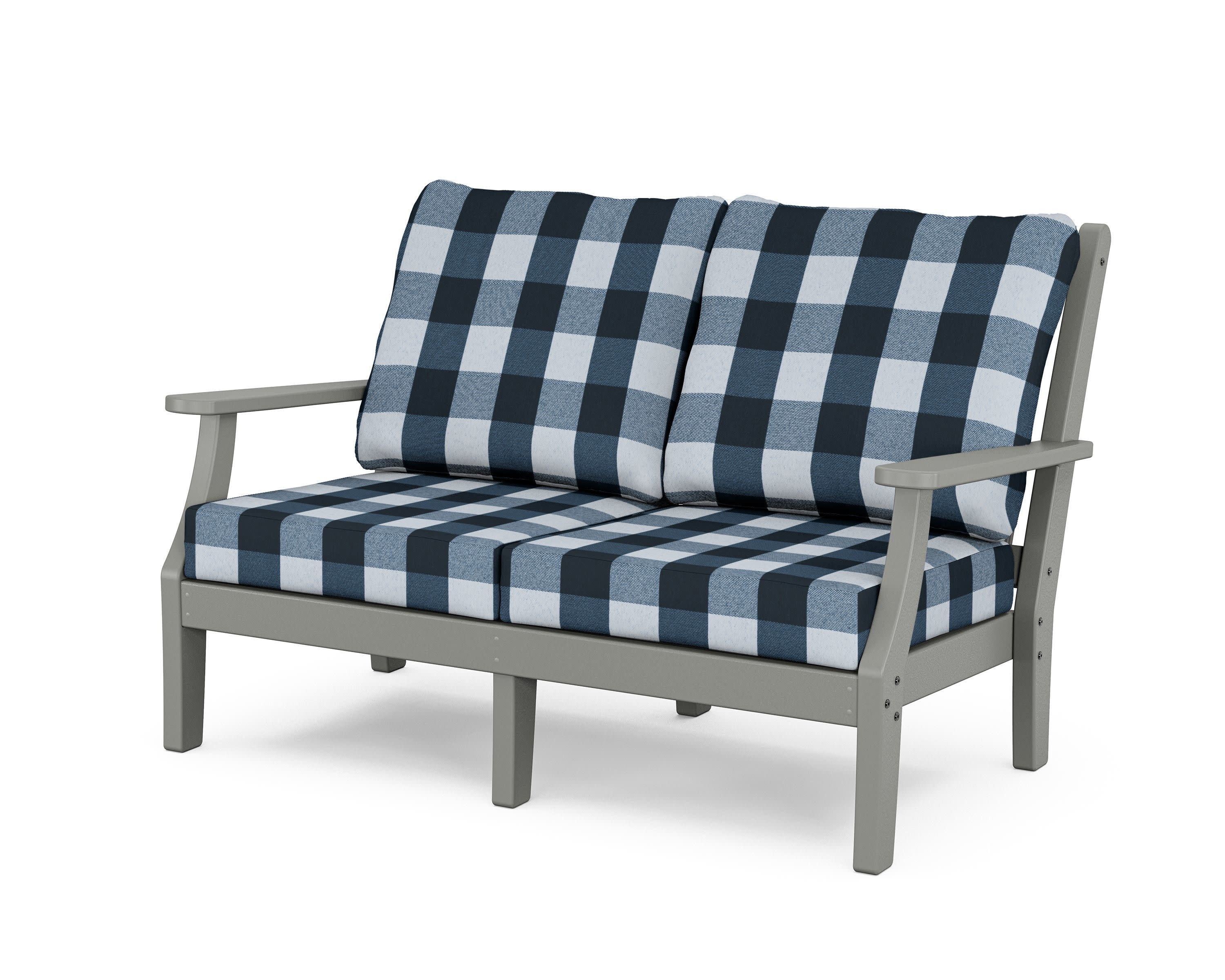 Wovendale Deep Seating Loveseat in Slate Grey / Buffalo Plaid Marine Indigo