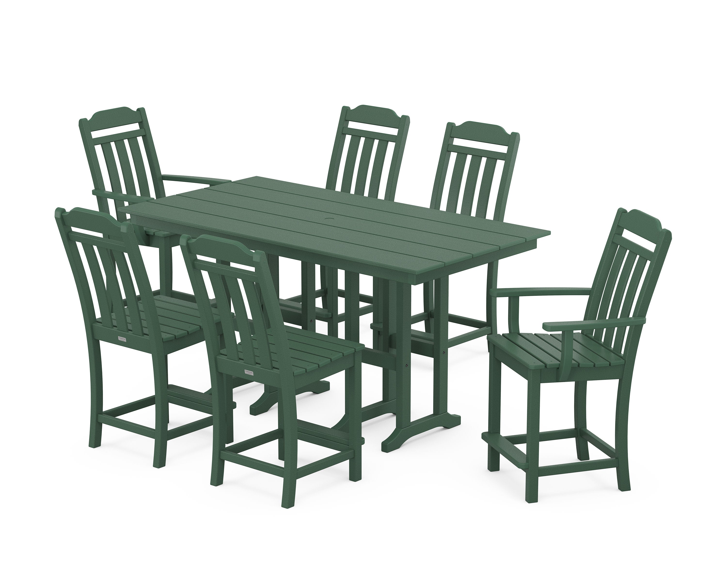 Cottage 7-Piece Farmhouse Counter Set in Green
