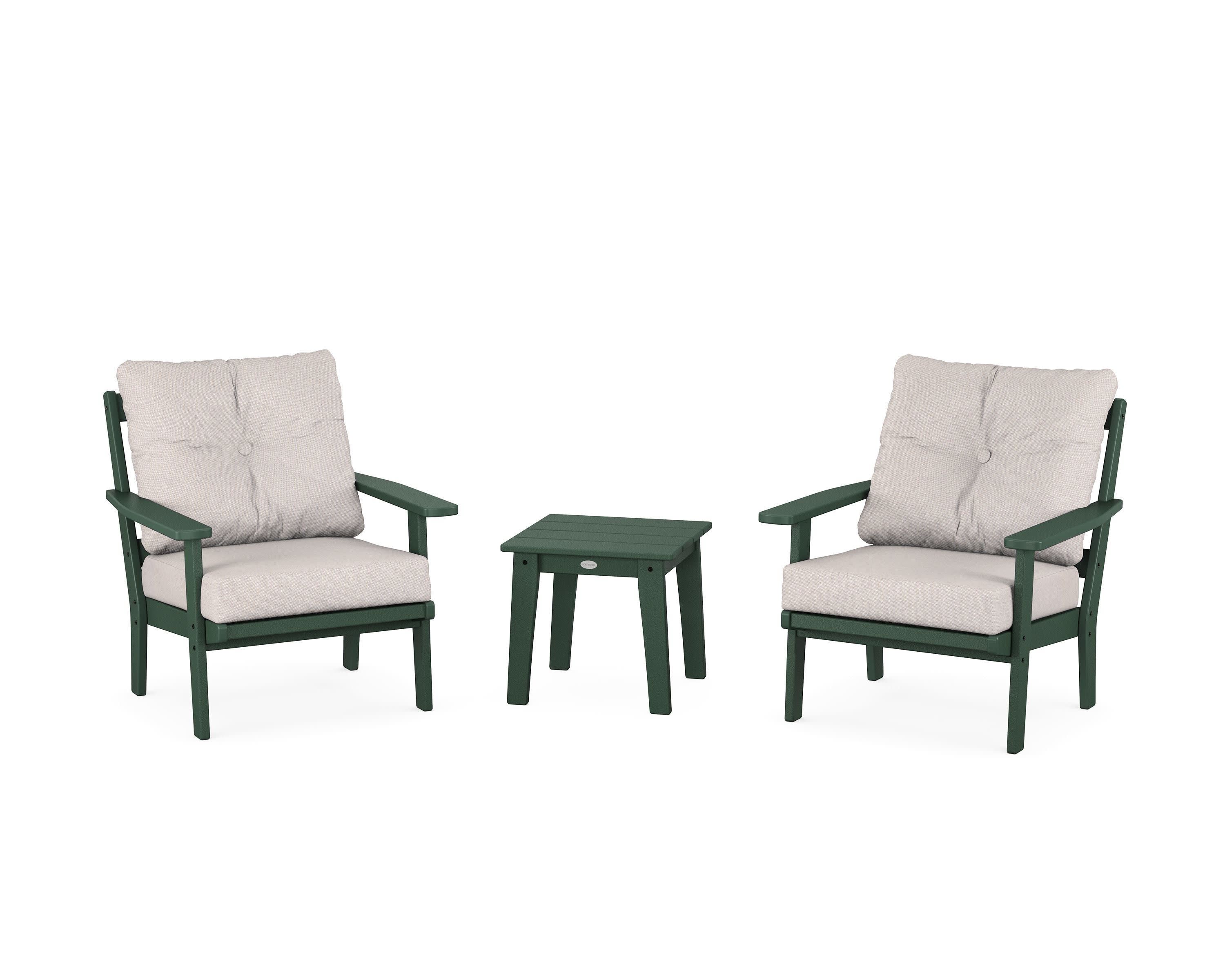 Prairie 3-Piece Deep Seating Set in Green / Dune Burlap