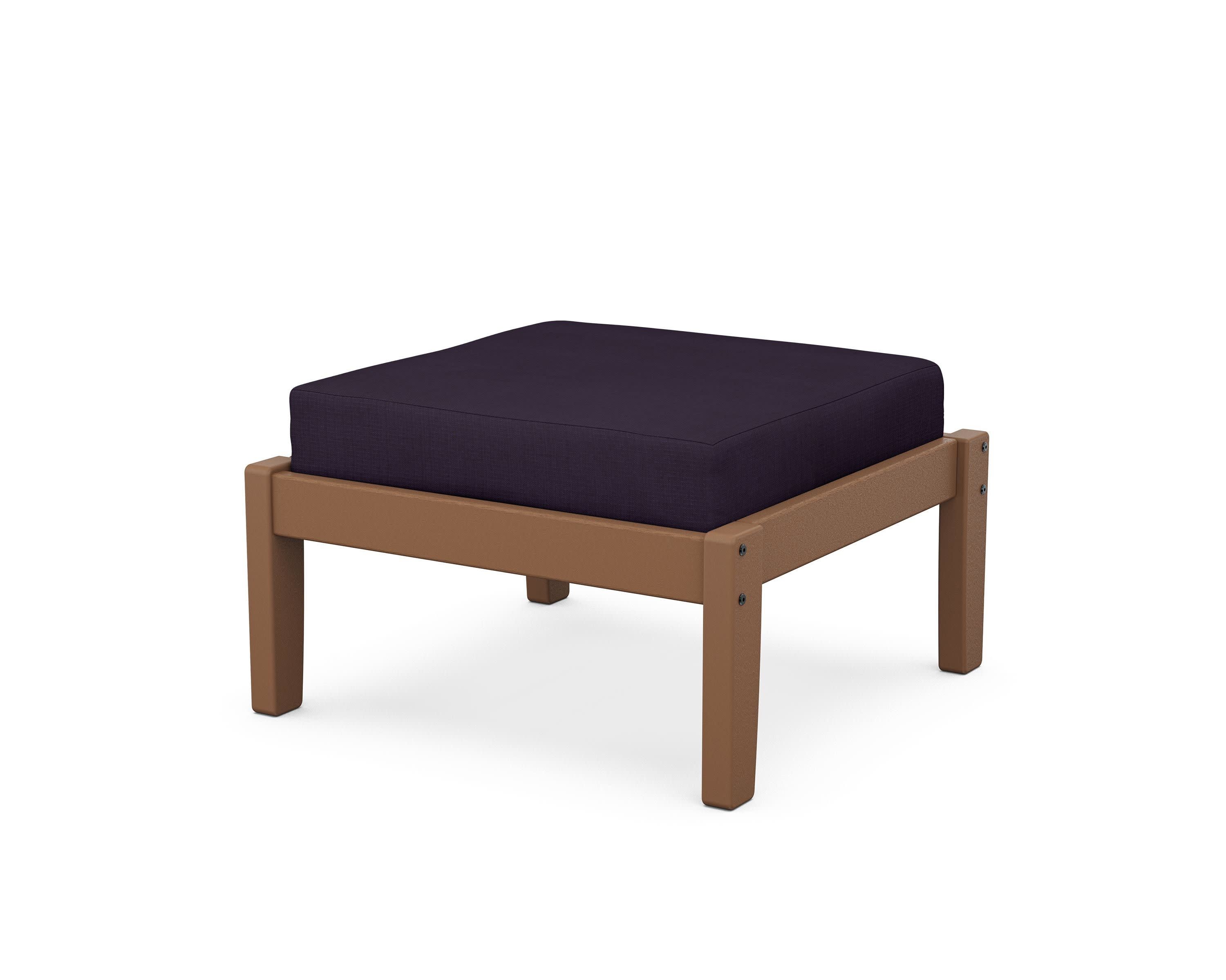 Deep Seating Ottoman in Teak / Navy Linen