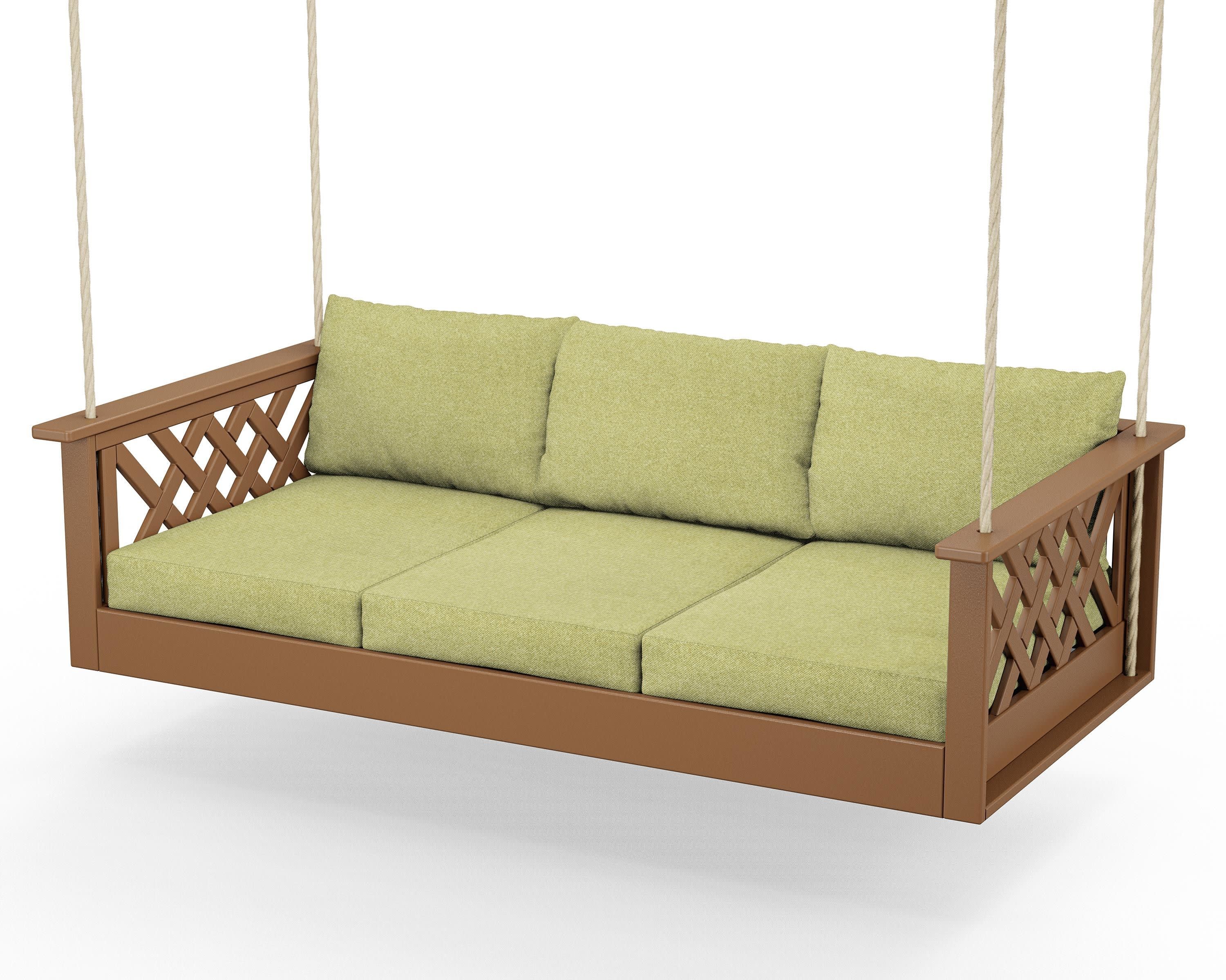 Wovendale Daybed Swing in Teak / Chartreuse Boucle