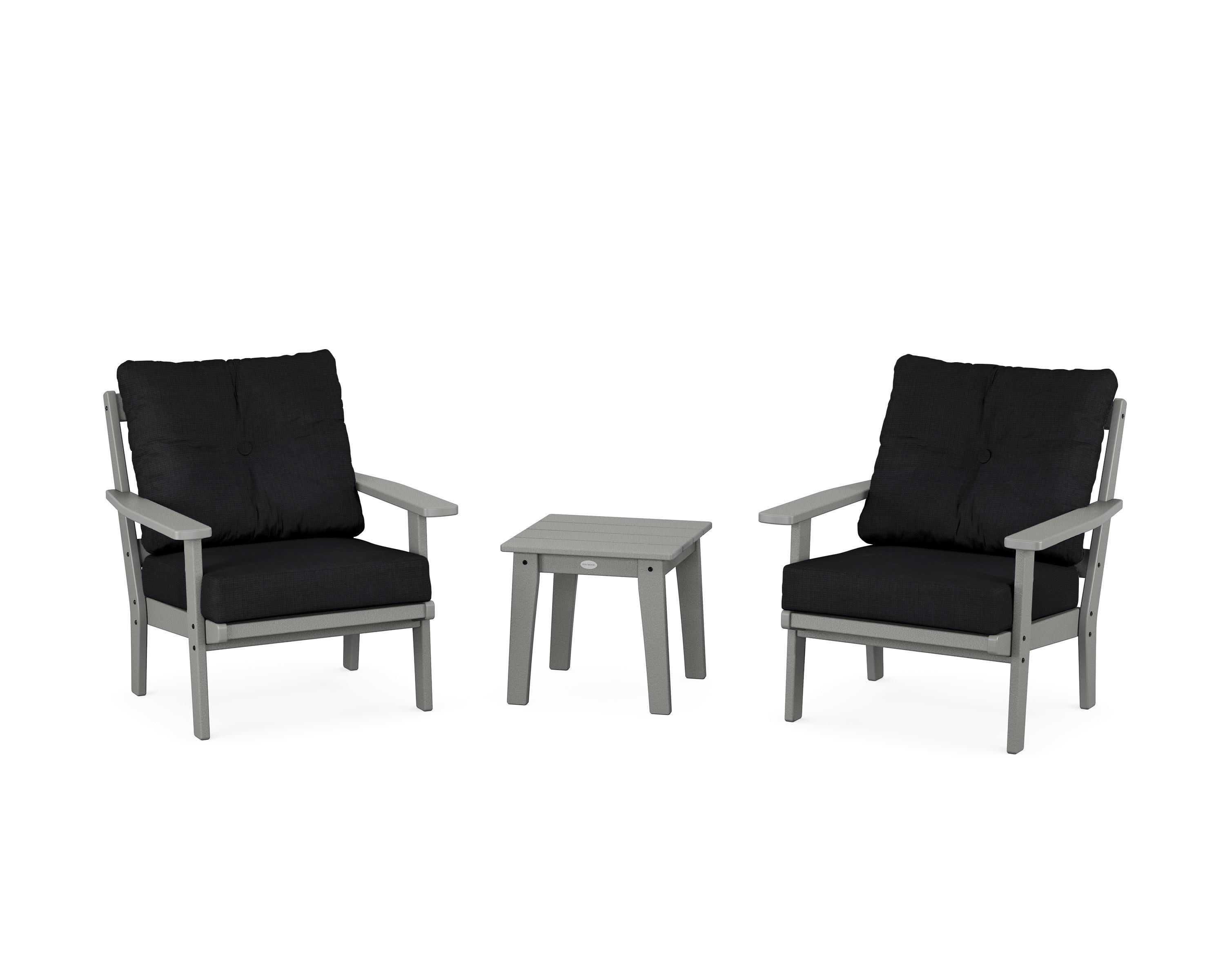 Prairie 3-Piece Deep Seating Set in Slate Grey / Midnight Linen