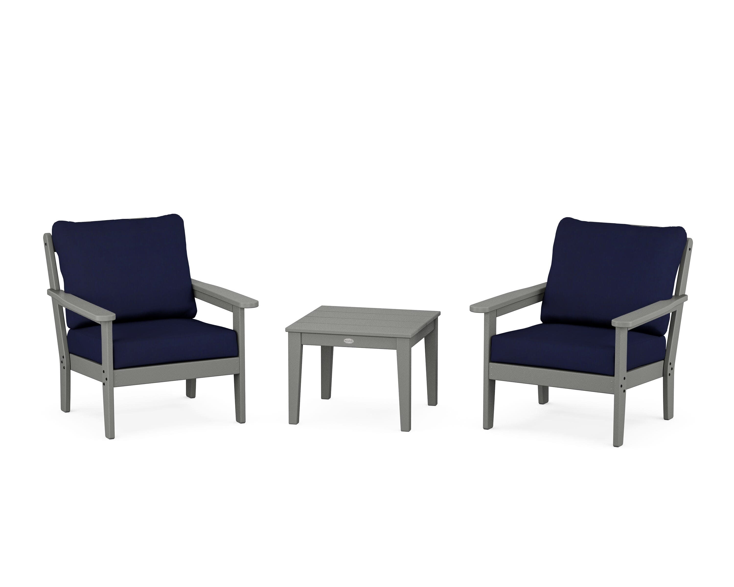 Cottage 3-Piece Deep Seating Set in Slate Grey / Navy