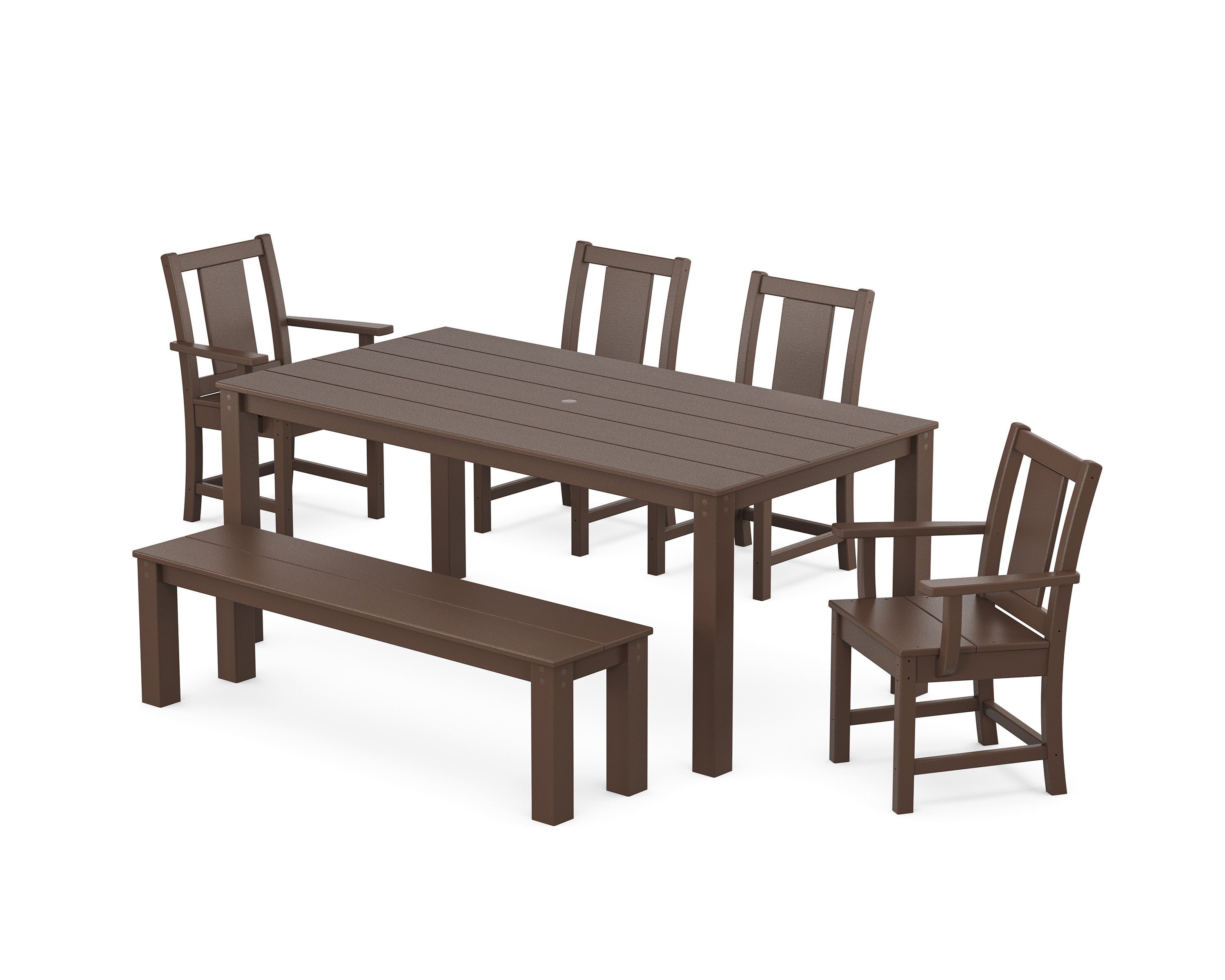 Prairie 6-Piece Parsons Dining Set with Bench in Mahogany
