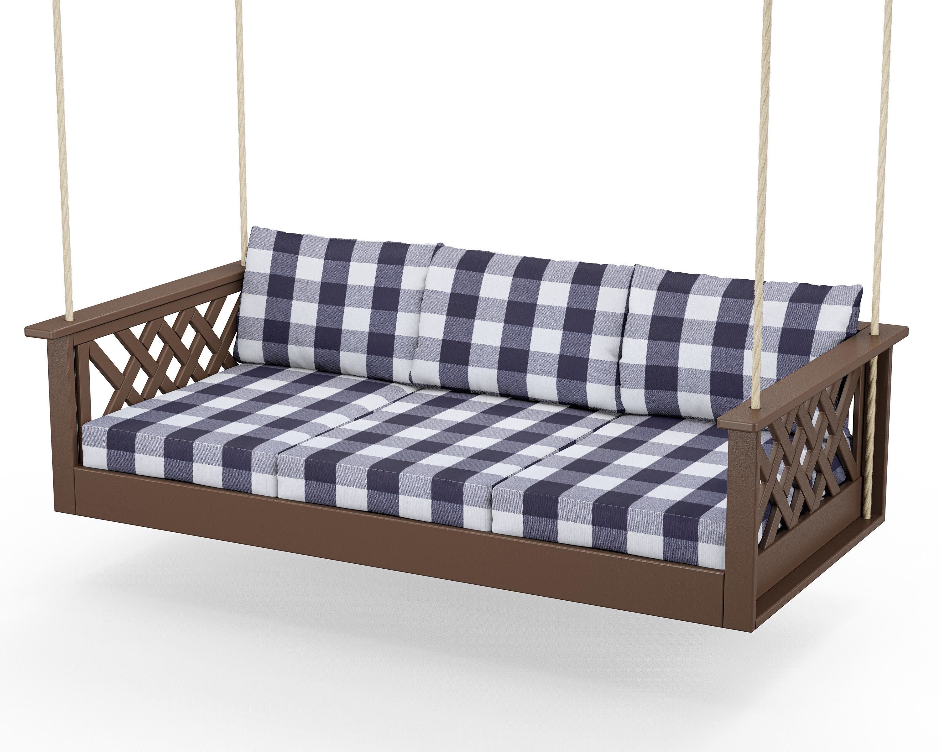 Wovendale Daybed Swing in Mahogany / Buffalo Plaid Navy