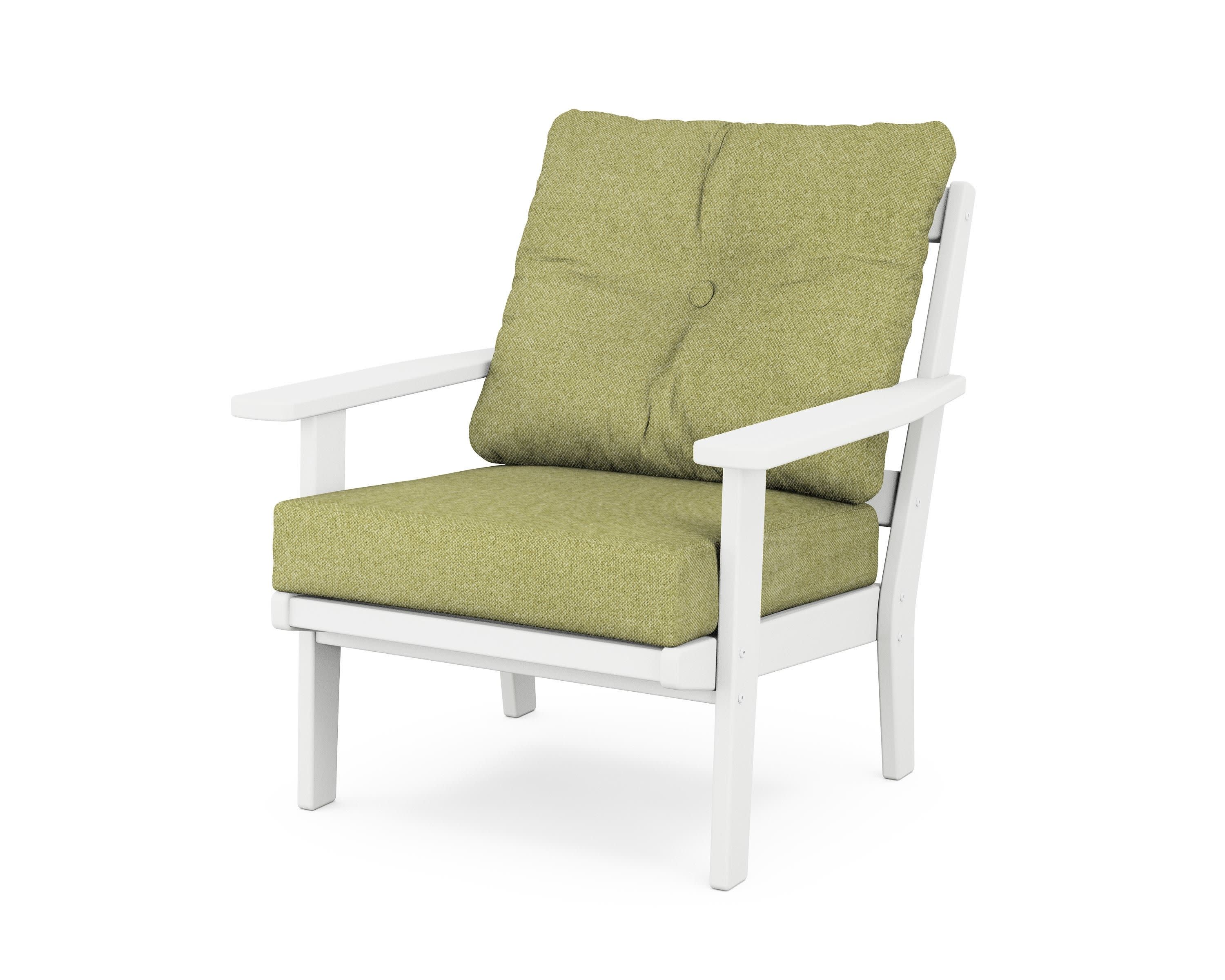 Prairie Deep Seating Chair in White / Chartreuse Boucle