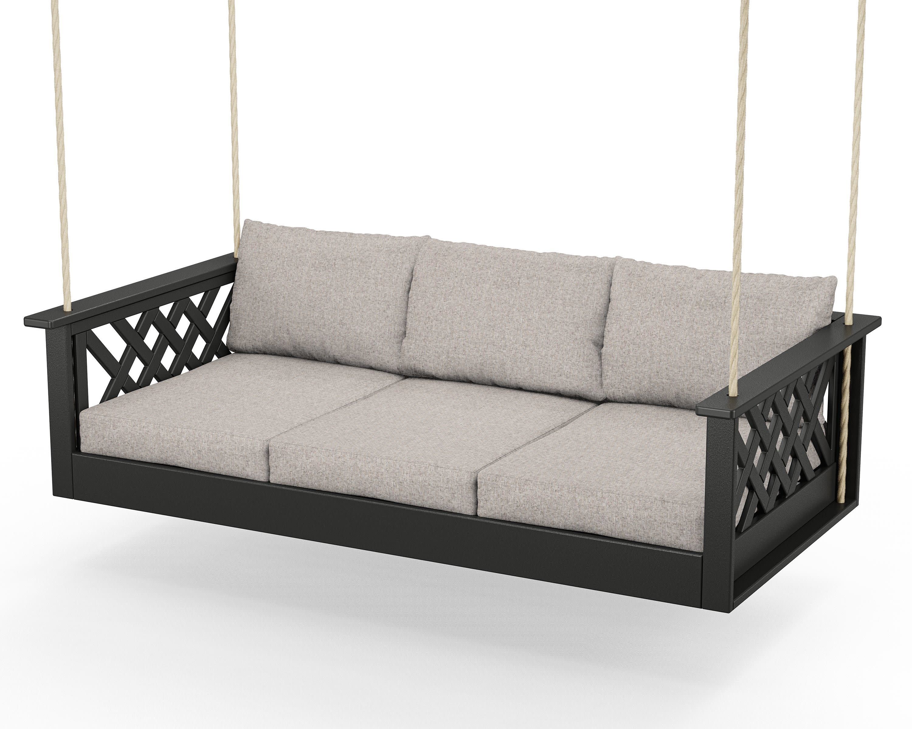 Wovendale Daybed Swing in Black / Weathered Tweed
