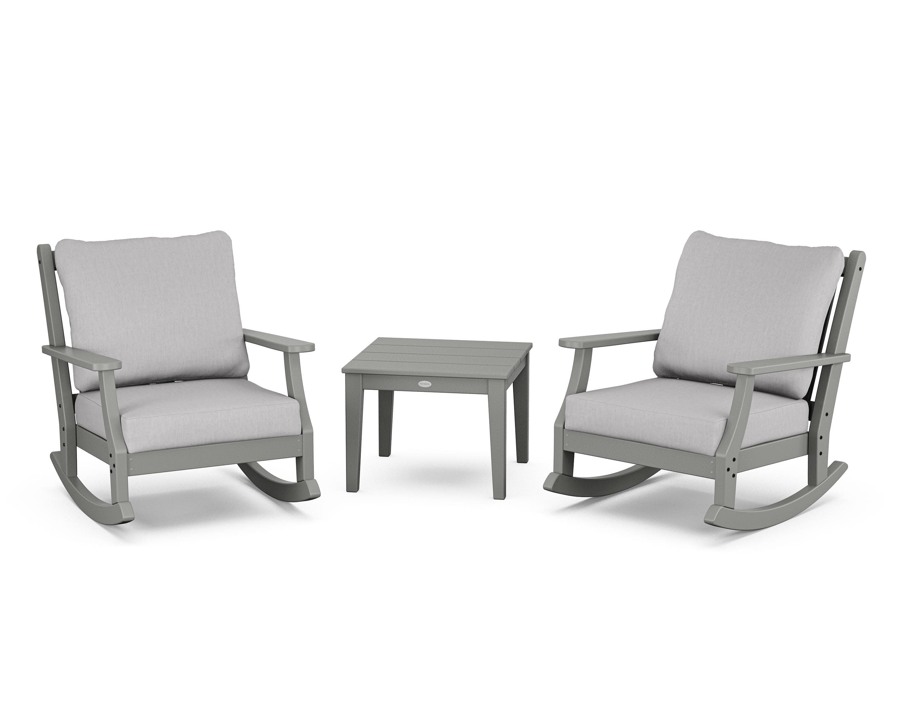 Wovendale 3-Piece Deep Seating Rocker Set in Slate Grey / Granite