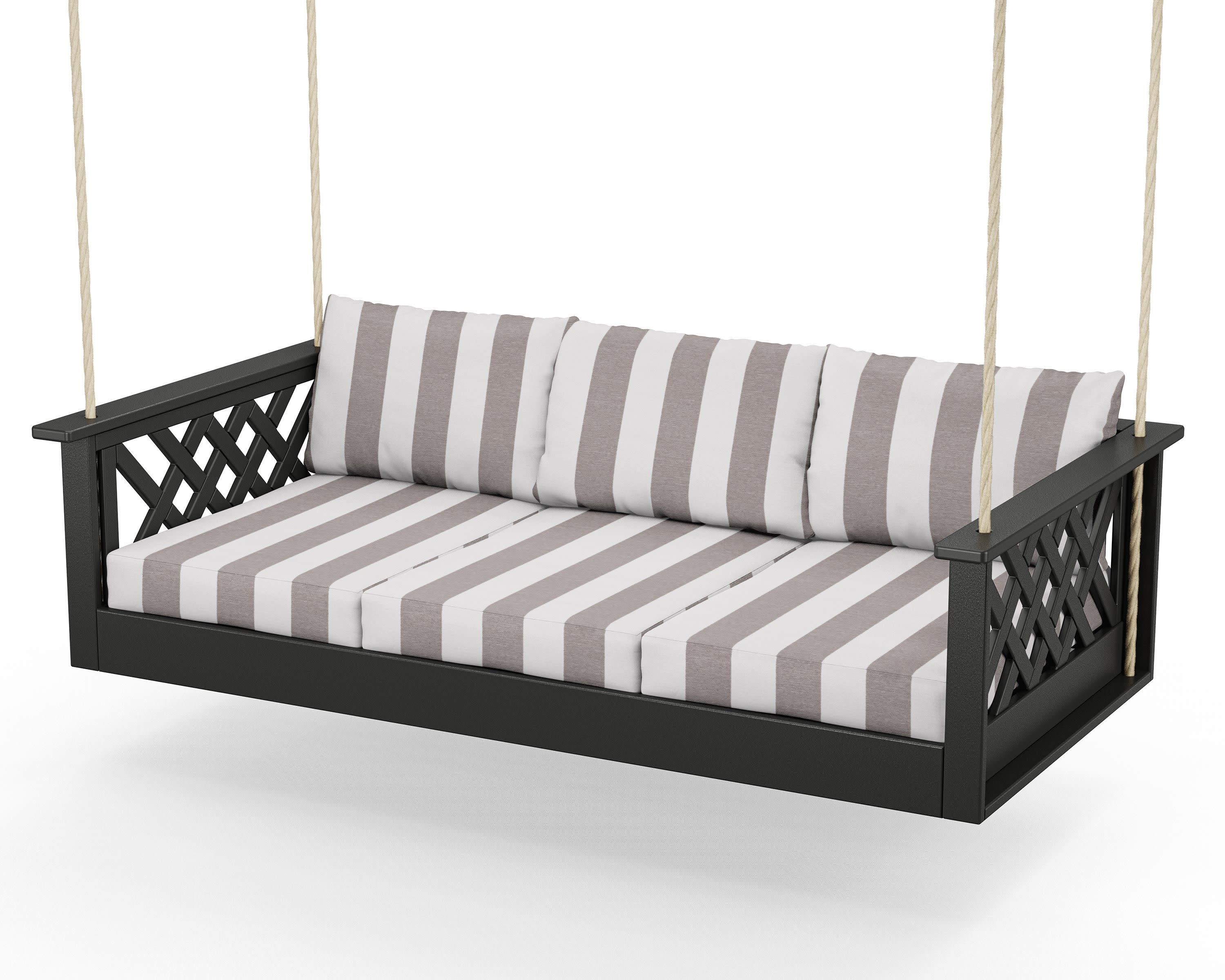 Wovendale Daybed Swing in Black / Cabana Stripe Grey Mist