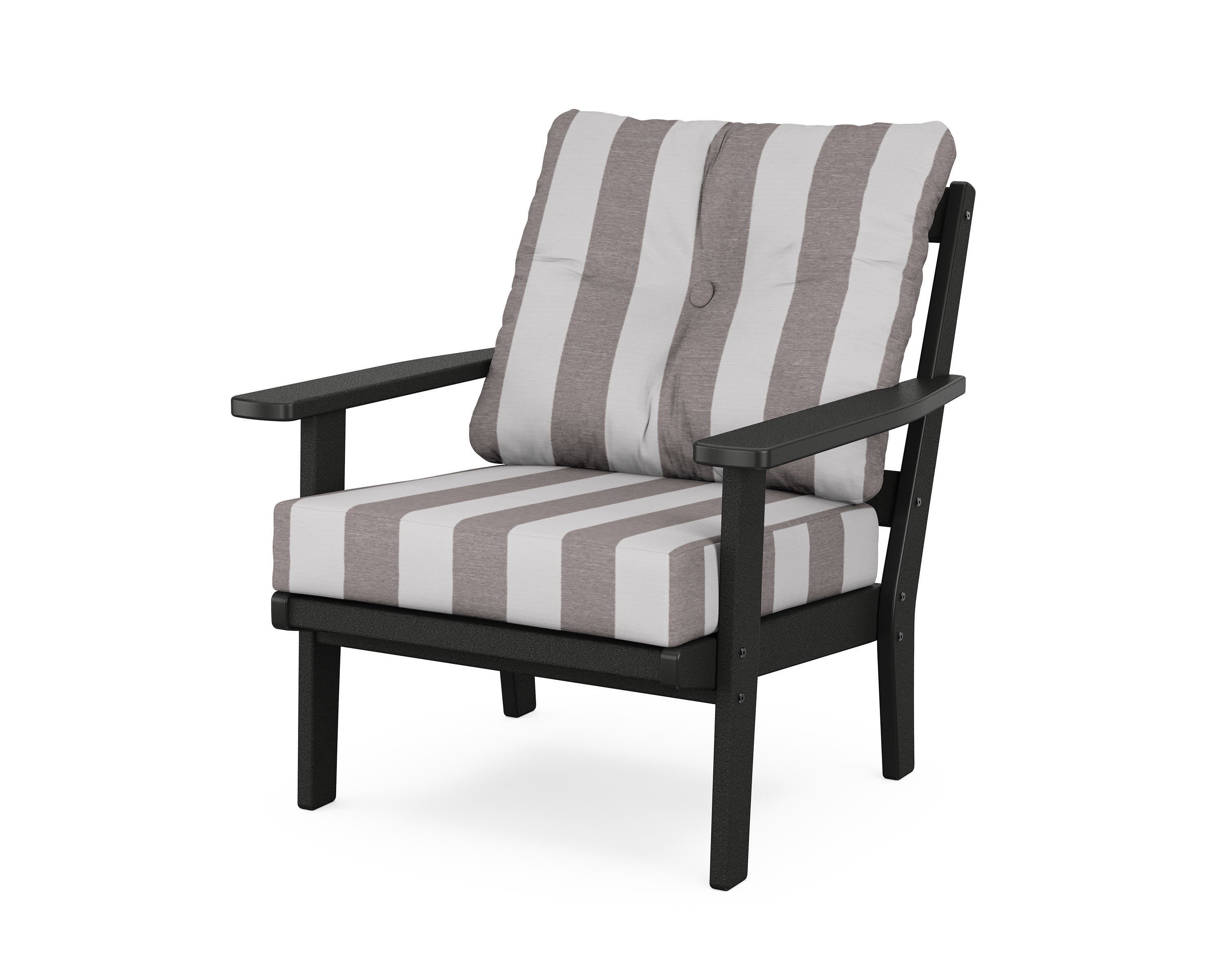 Prairie Deep Seating Chair in Black / Cabana Stripe Grey Mist