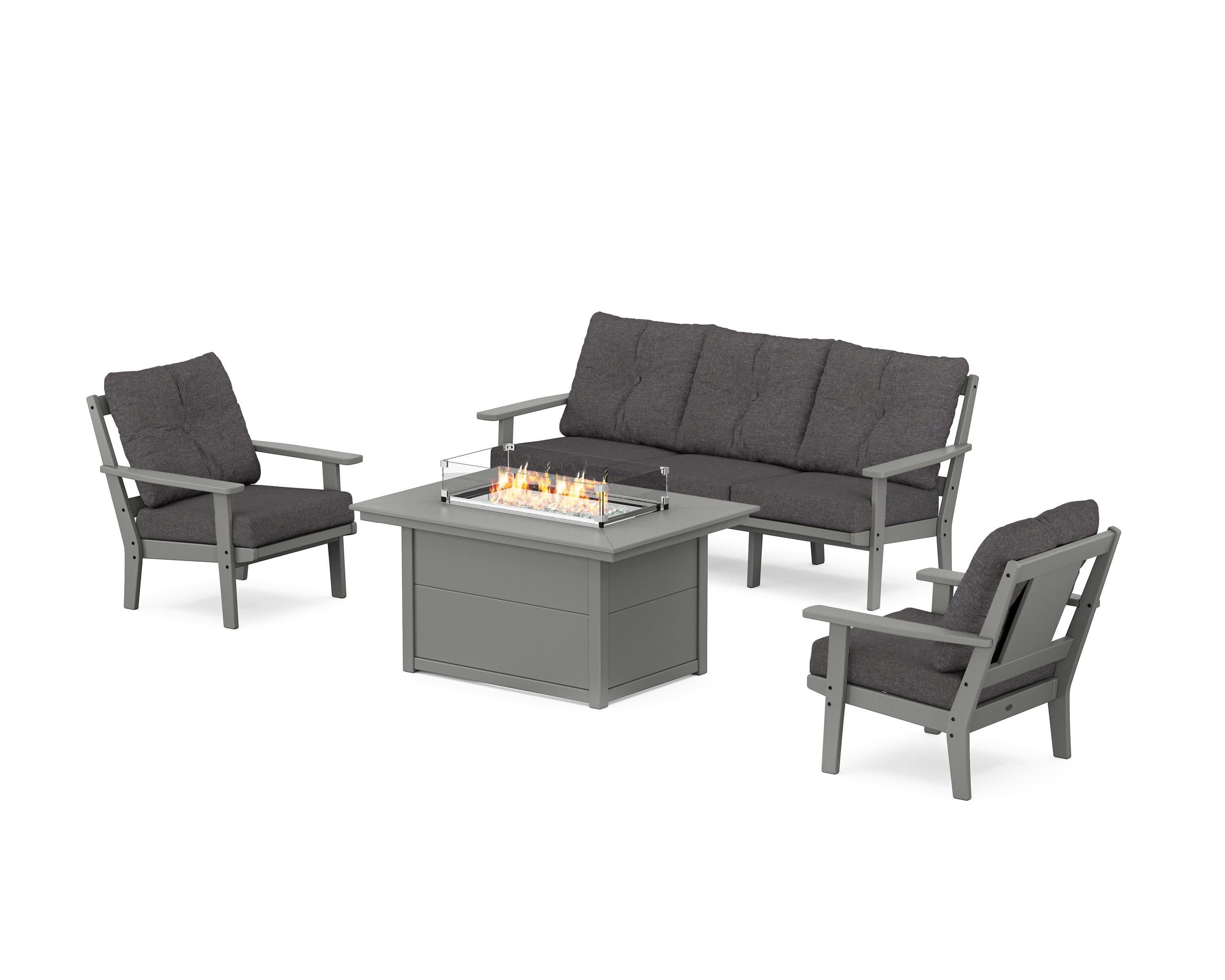 Prairie Deep Seating Fire Pit Table Set in Slate Grey / Ash Charcoal