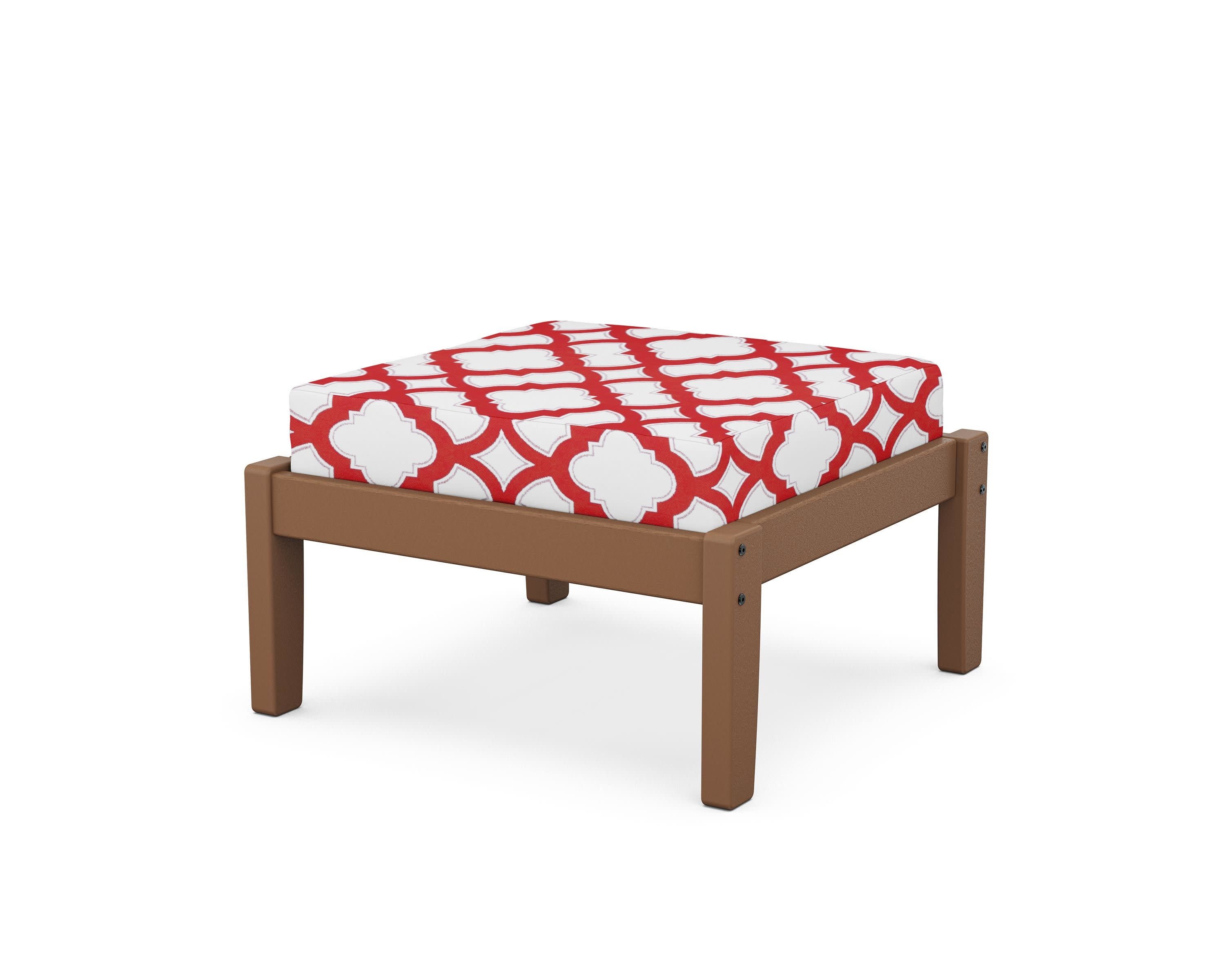 Deep Seating Ottoman in Teak / Trellis Crimson