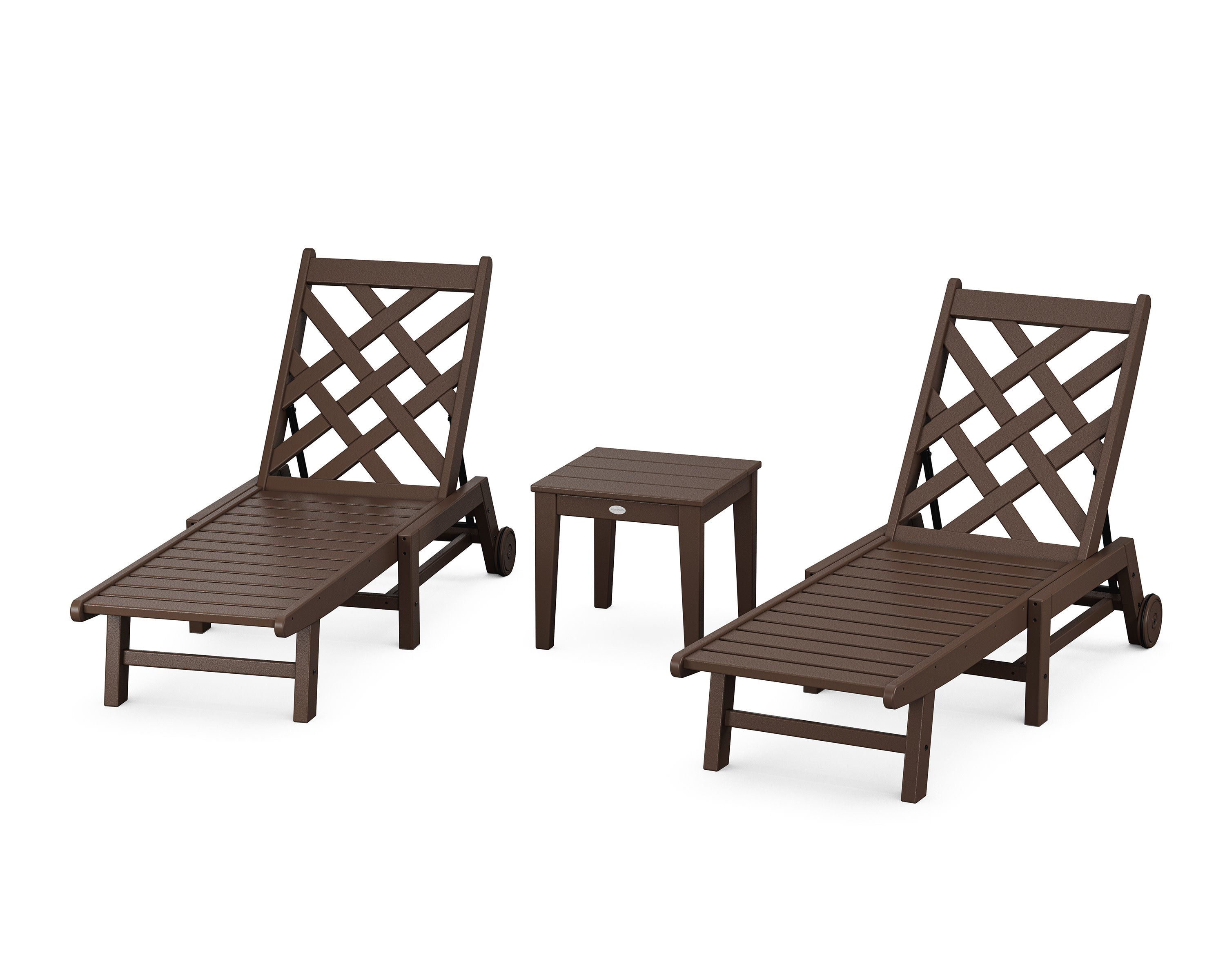 Wovendale 3-Piece Chaise Set with Wheels in Mahogany