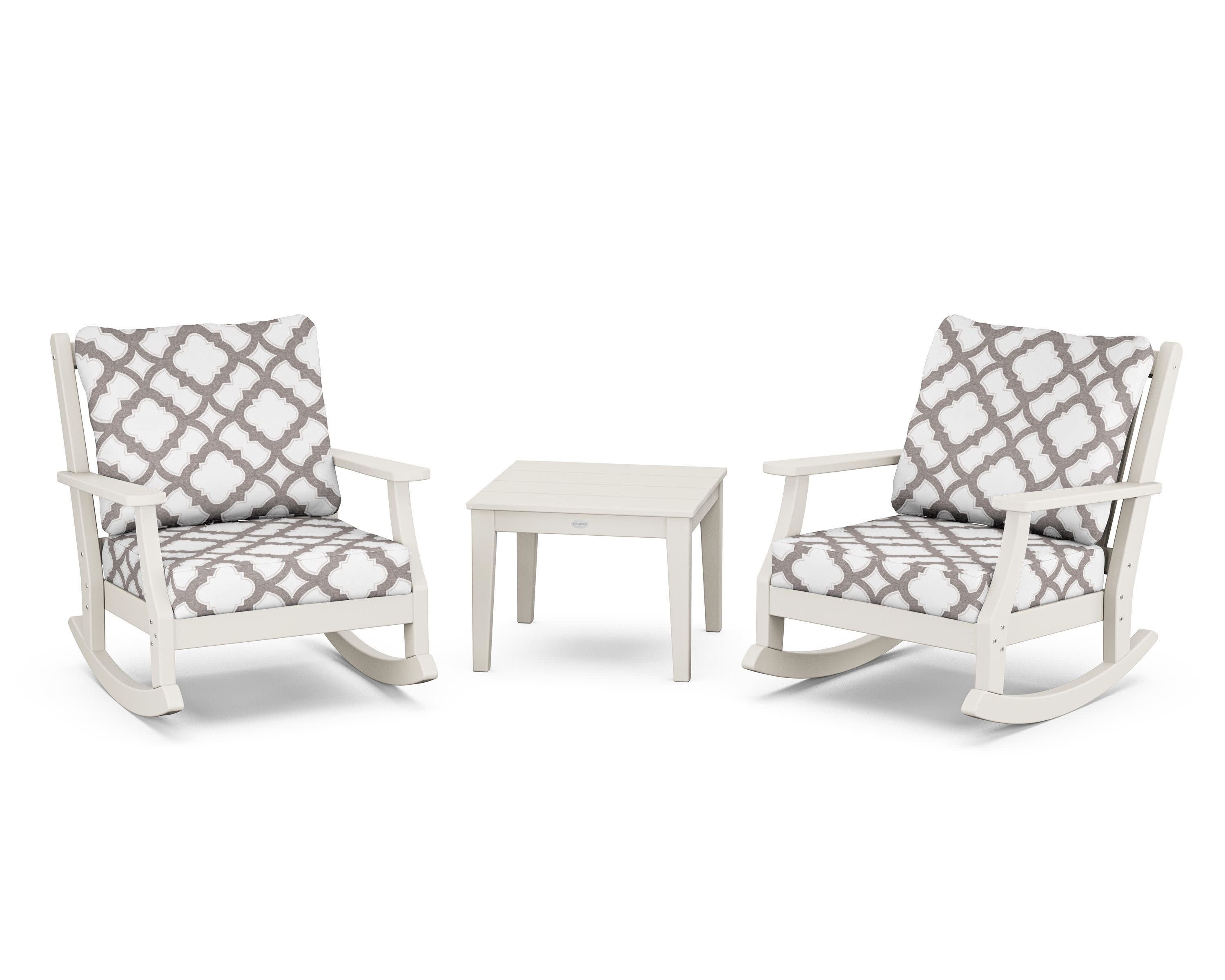 Wovendale 3-Piece Deep Seating Rocker Set in Sand / Trellis Grey Mist