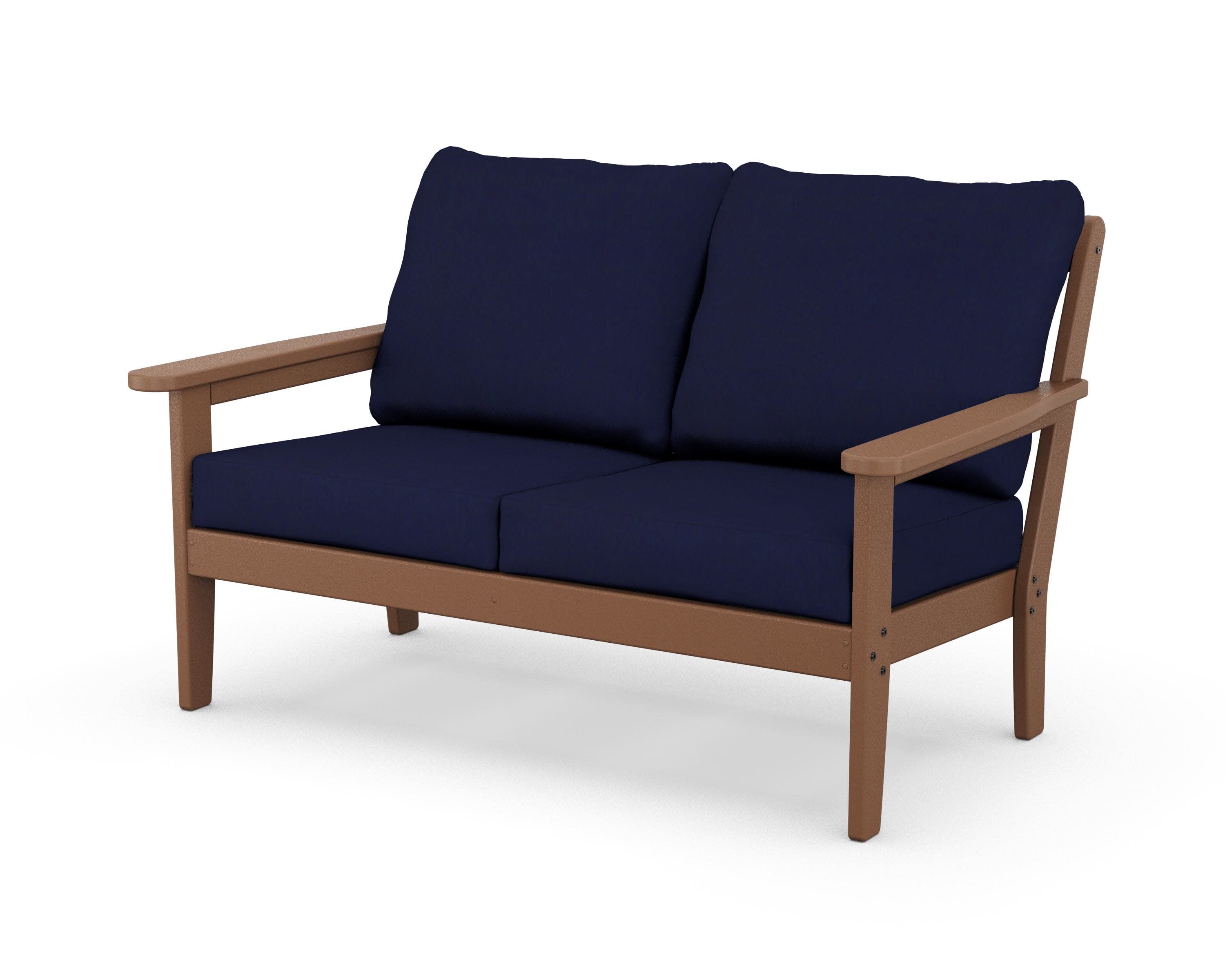 Cottage Deep Seating Loveseat in Teak / Navy