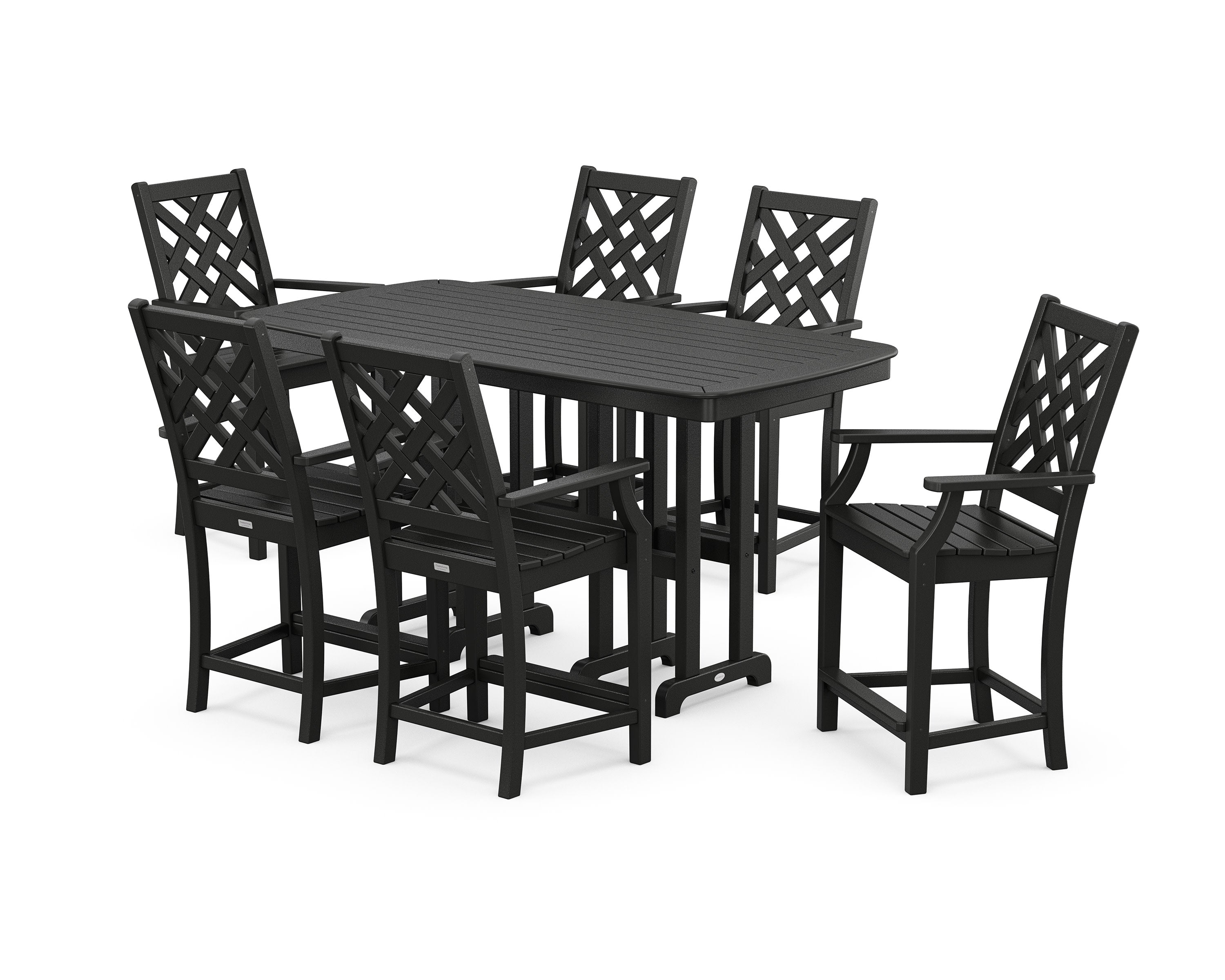 Wovendale Arm Chair 7-Piece Counter Set in Black