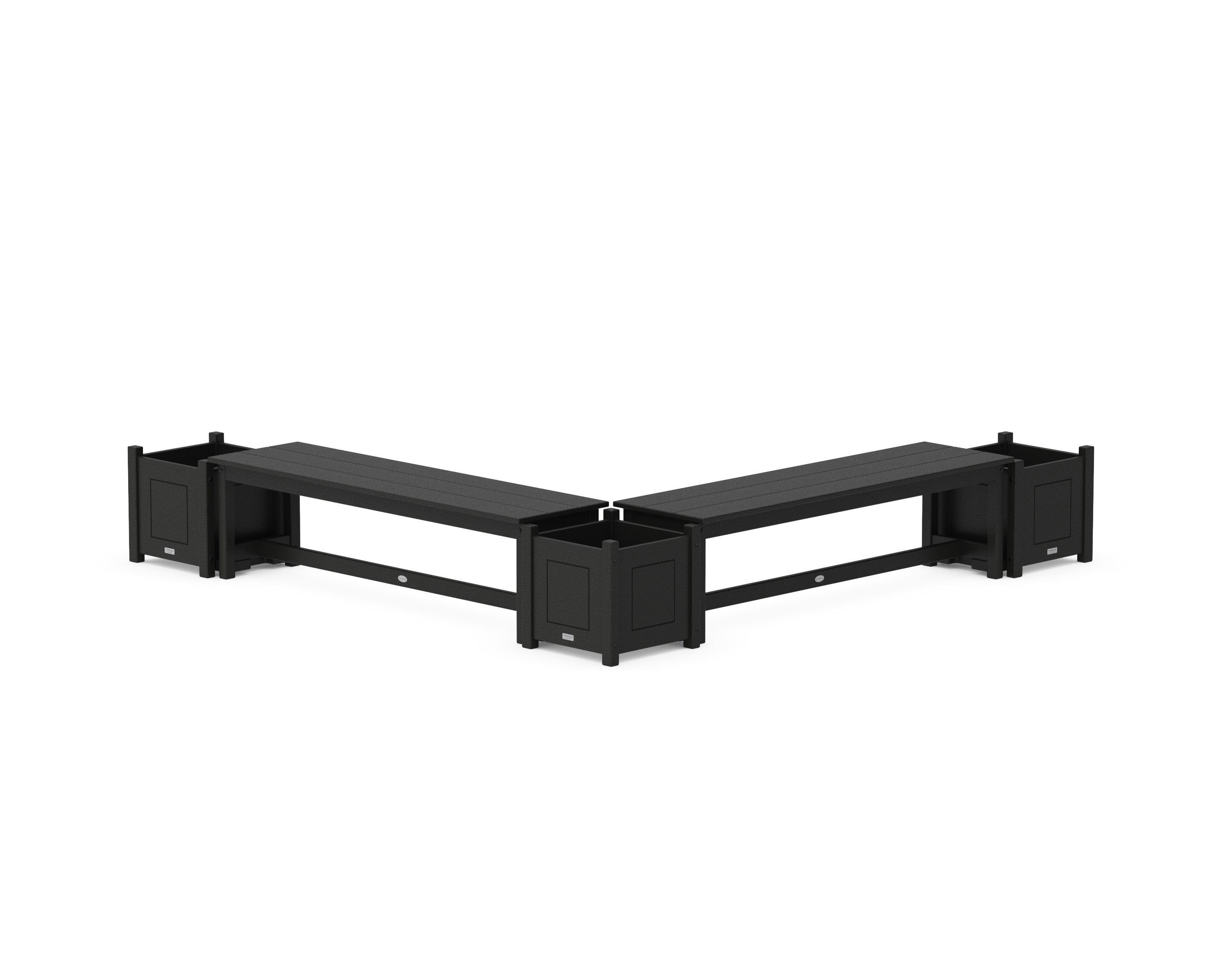 60" Country Living L- Shaped Planter Bench Corner Set in Black