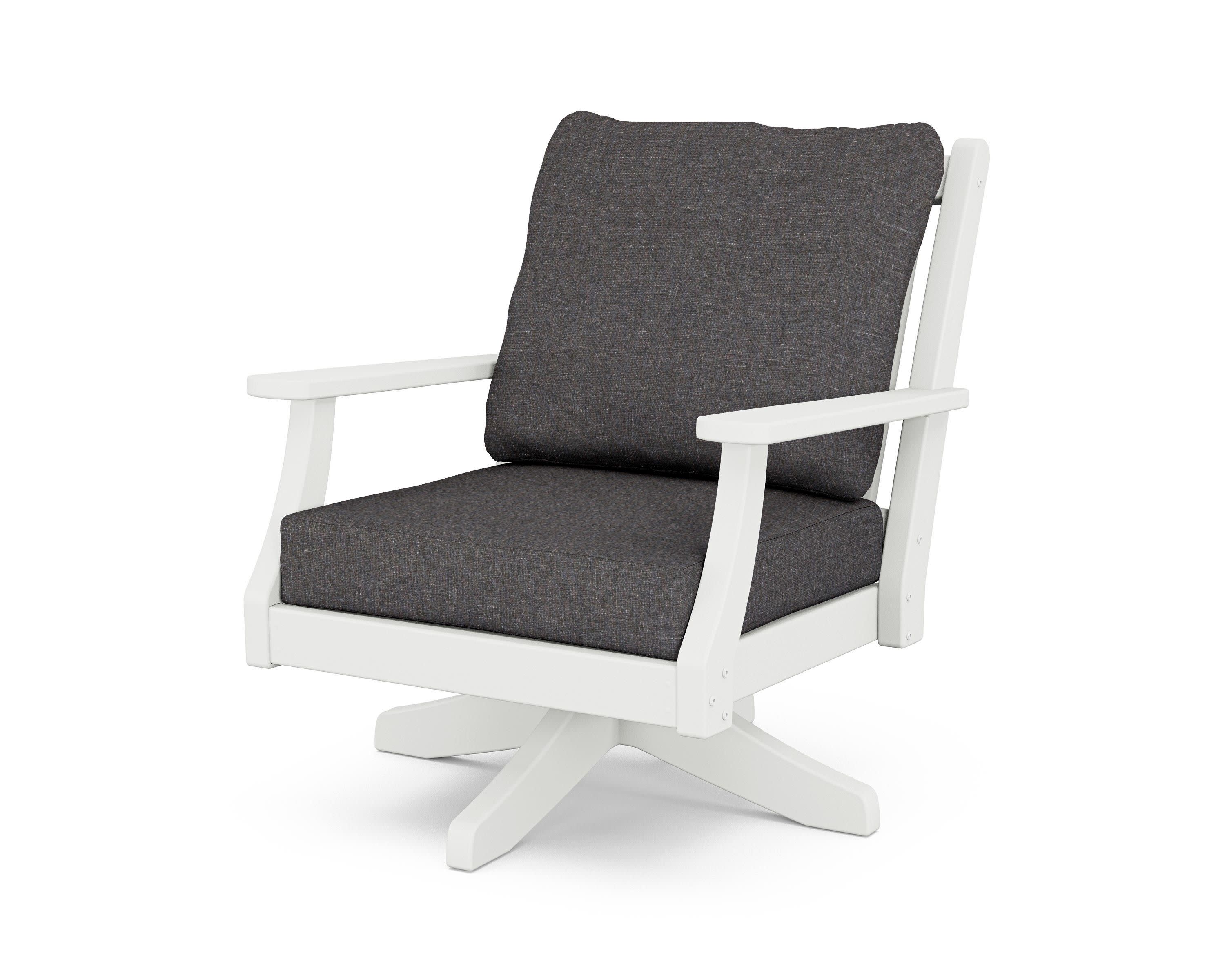 Wovendale Deep Seating Swivel Chair in White / Ash Charcoal