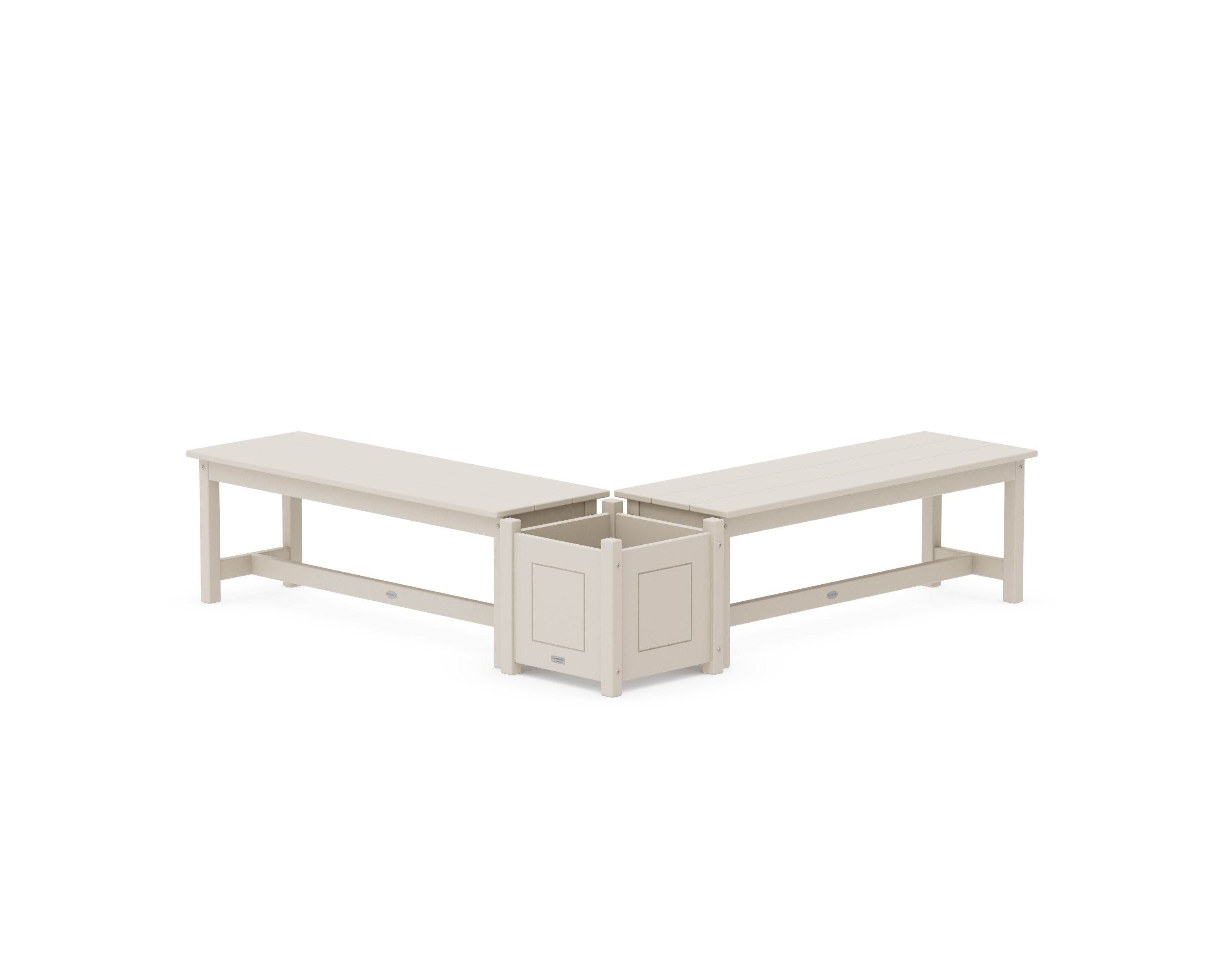 48" Country Living L- Shaped Planter Bench Set in Sand