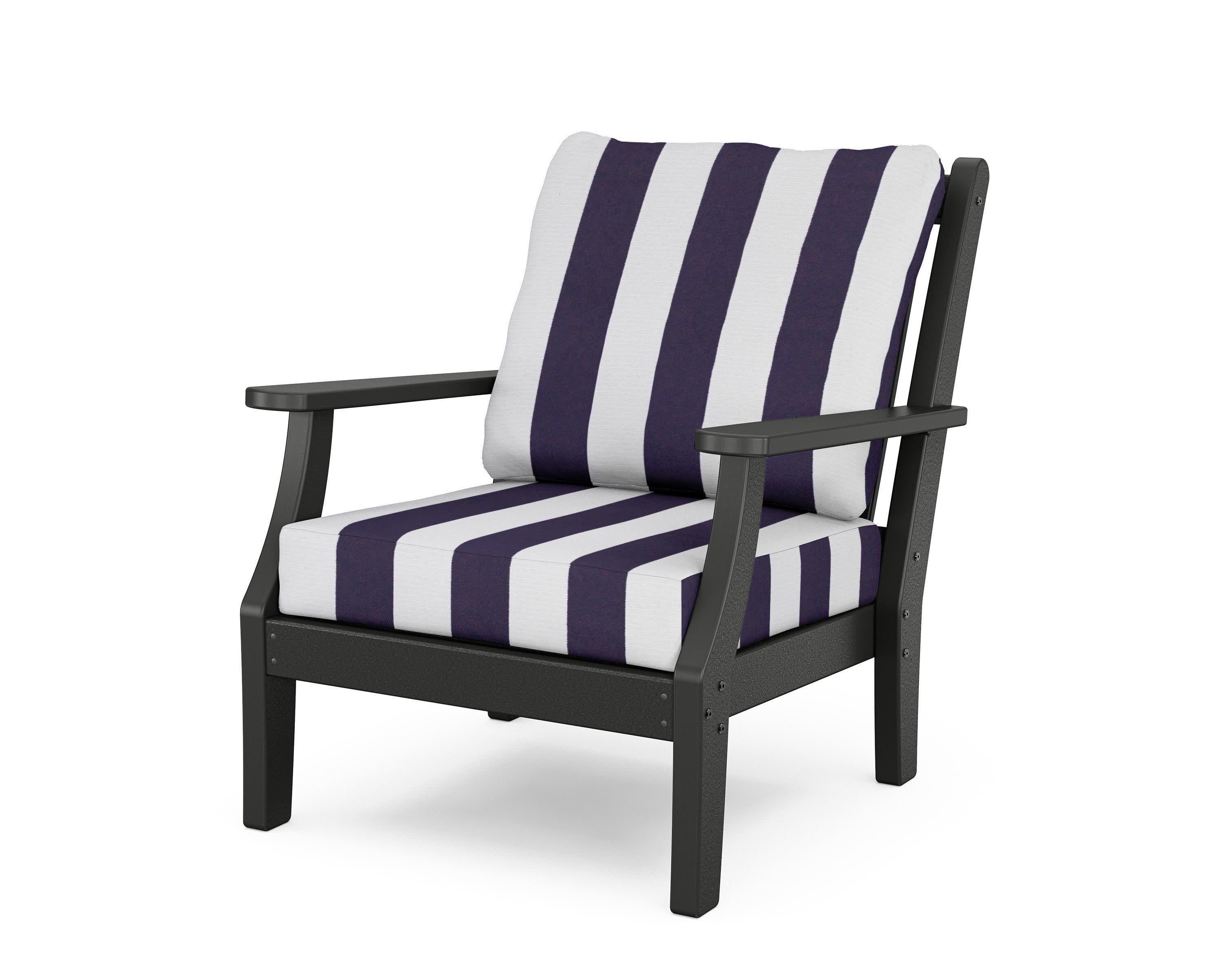 Wovendale Deep Seating Chair in Black / Cabana Stripe Navy