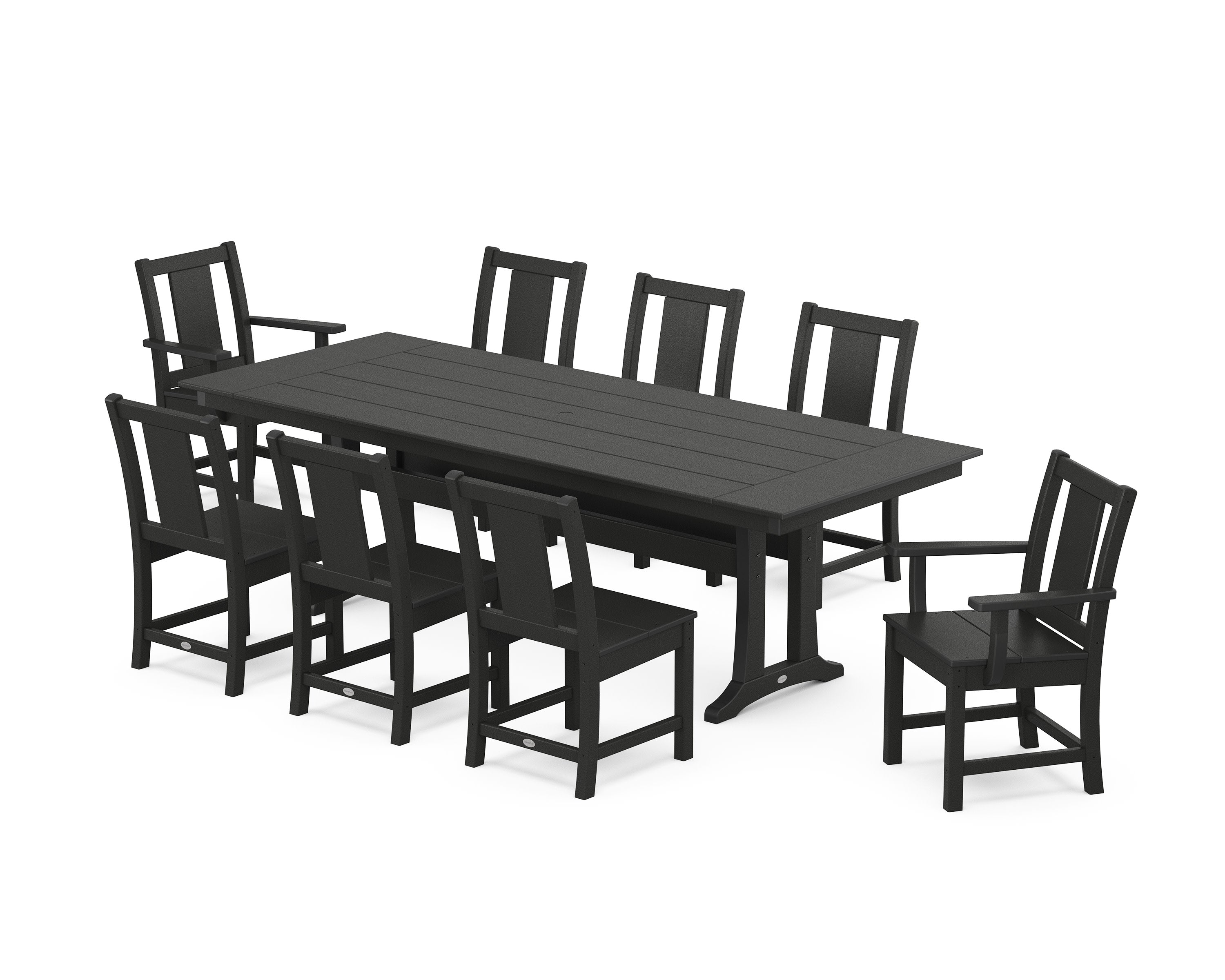 Prairie 9-Piece Farmhouse Dining Set with Trestle Legs in Black