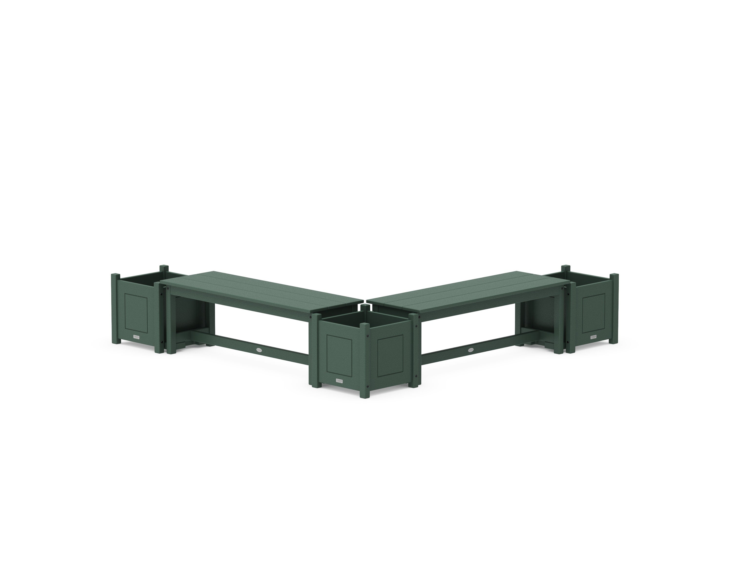 48" Country Living L- Shaped Planter Bench Corner Set in Green