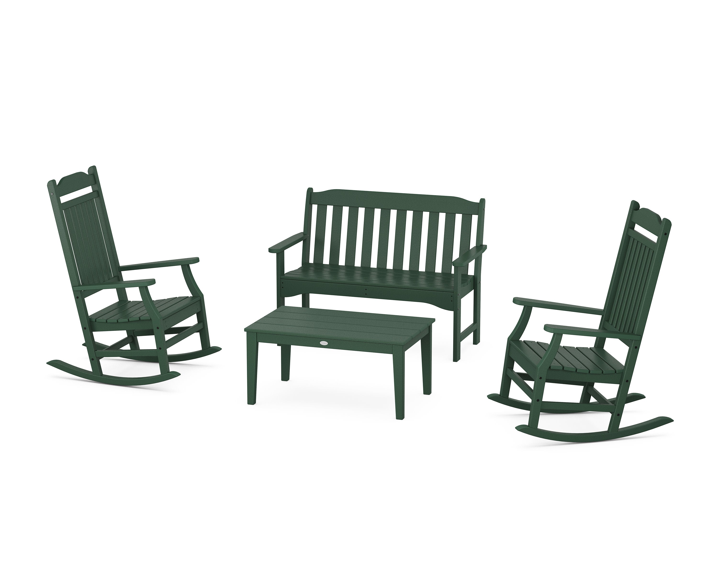 Cottage Rocking Chair 4-Piece Porch Set in Green