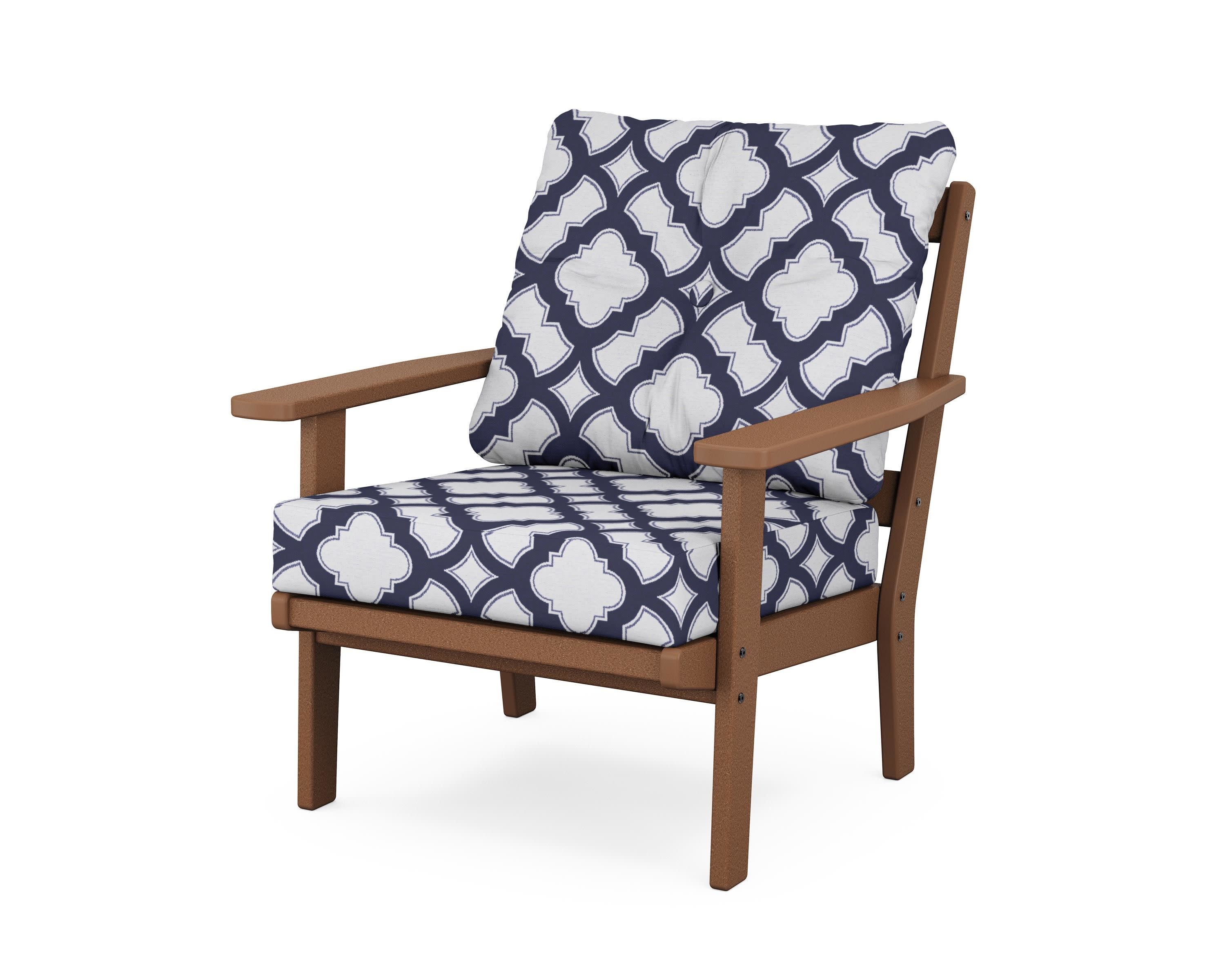 Prairie Deep Seating Chair in Teak / Trellis Navy