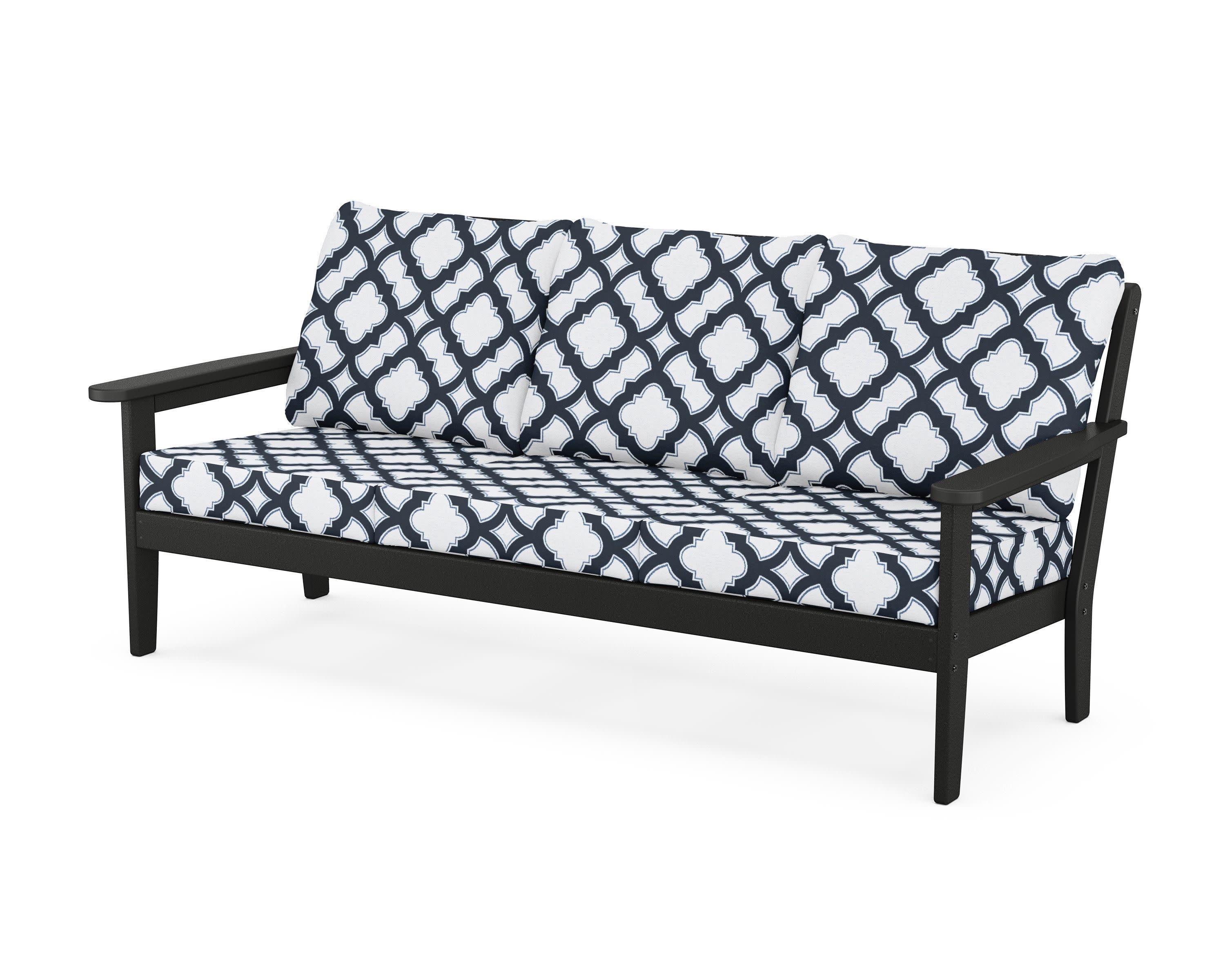 Cottage Deep Seating Sofa in Black / Trellis Marine Indigo