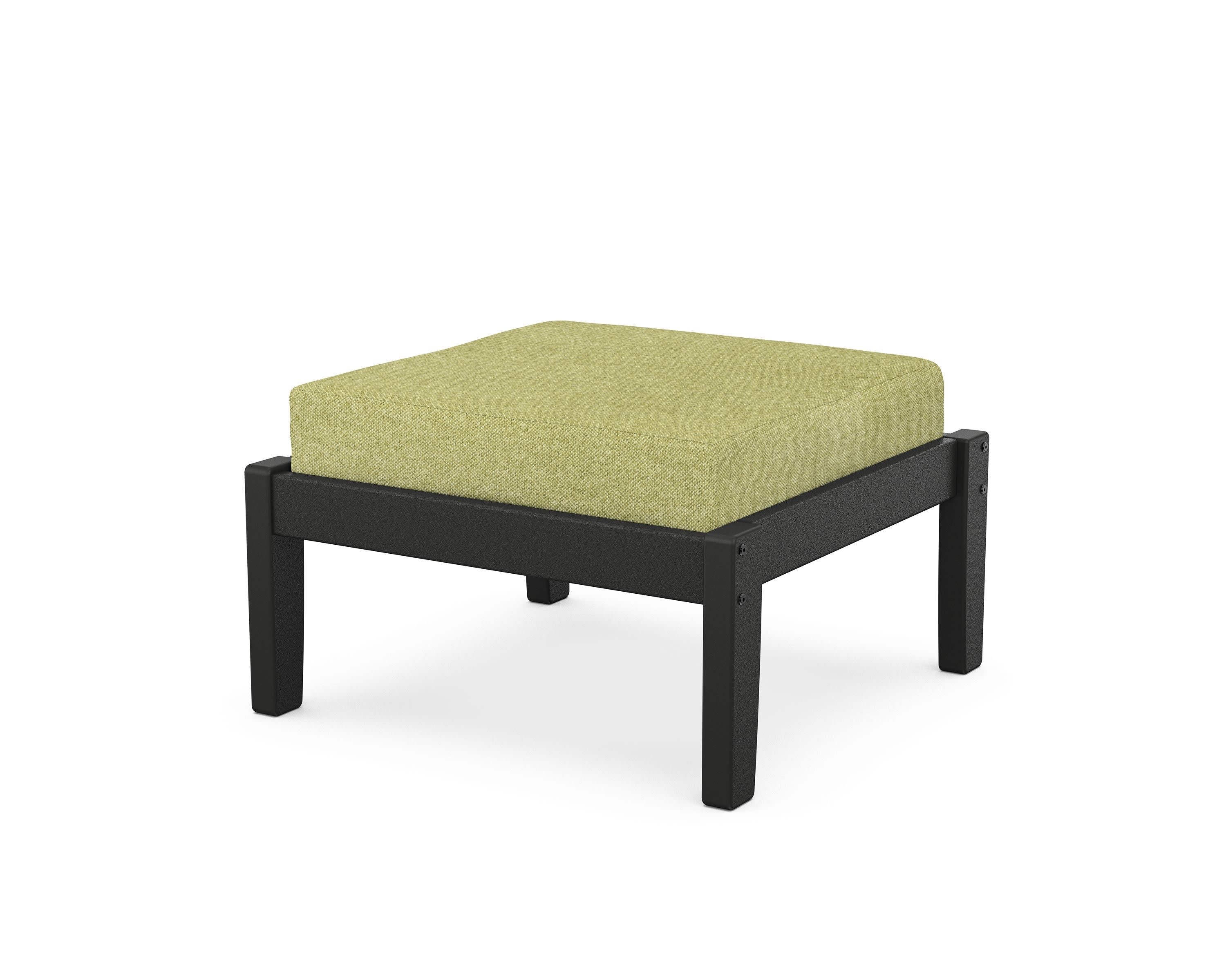 Deep Seating Ottoman in Black / Chartreuse Boucle