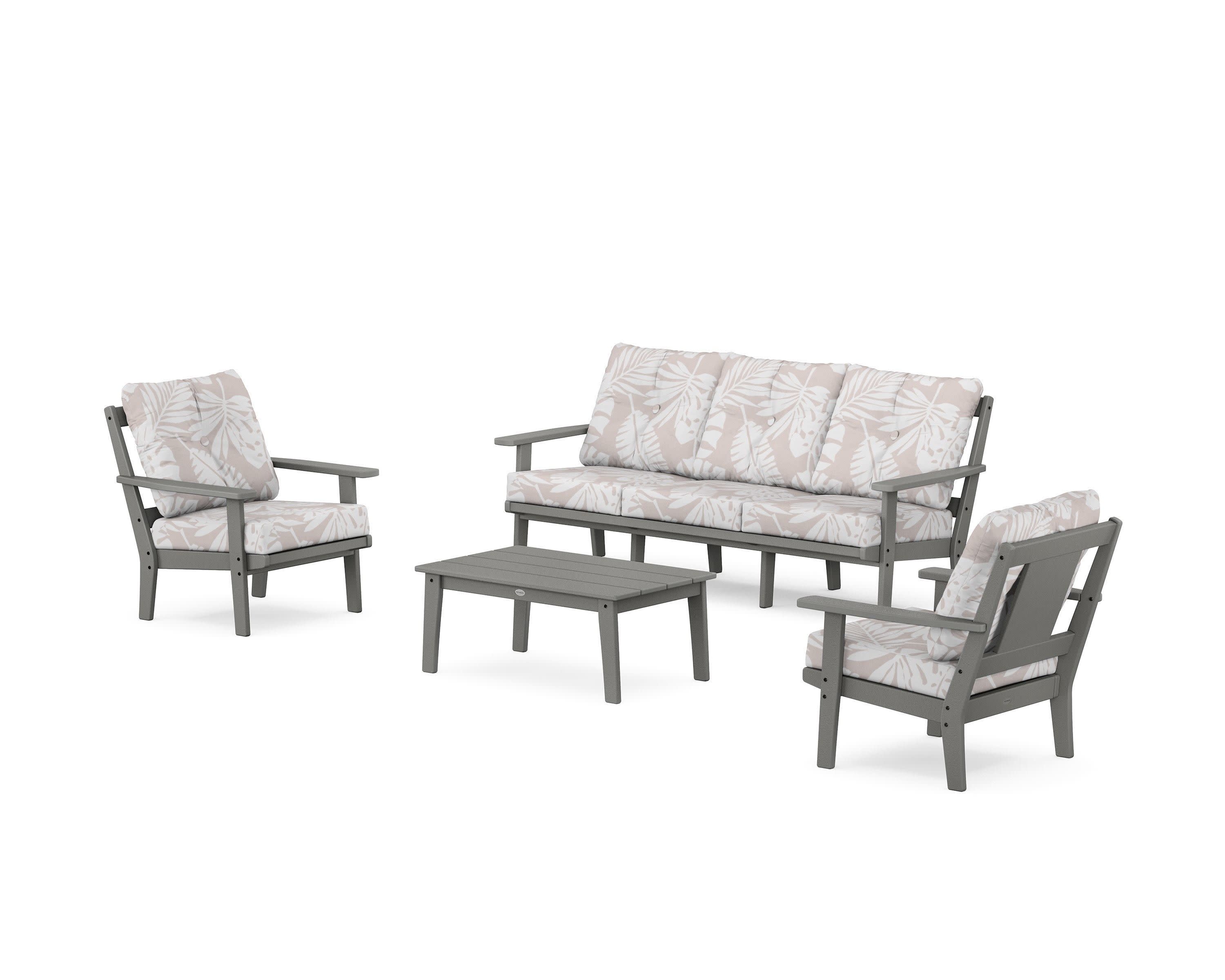Prairie 4-Piece Deep Seating Set with Sofa in Slate Grey / Leaf Dune Burlap