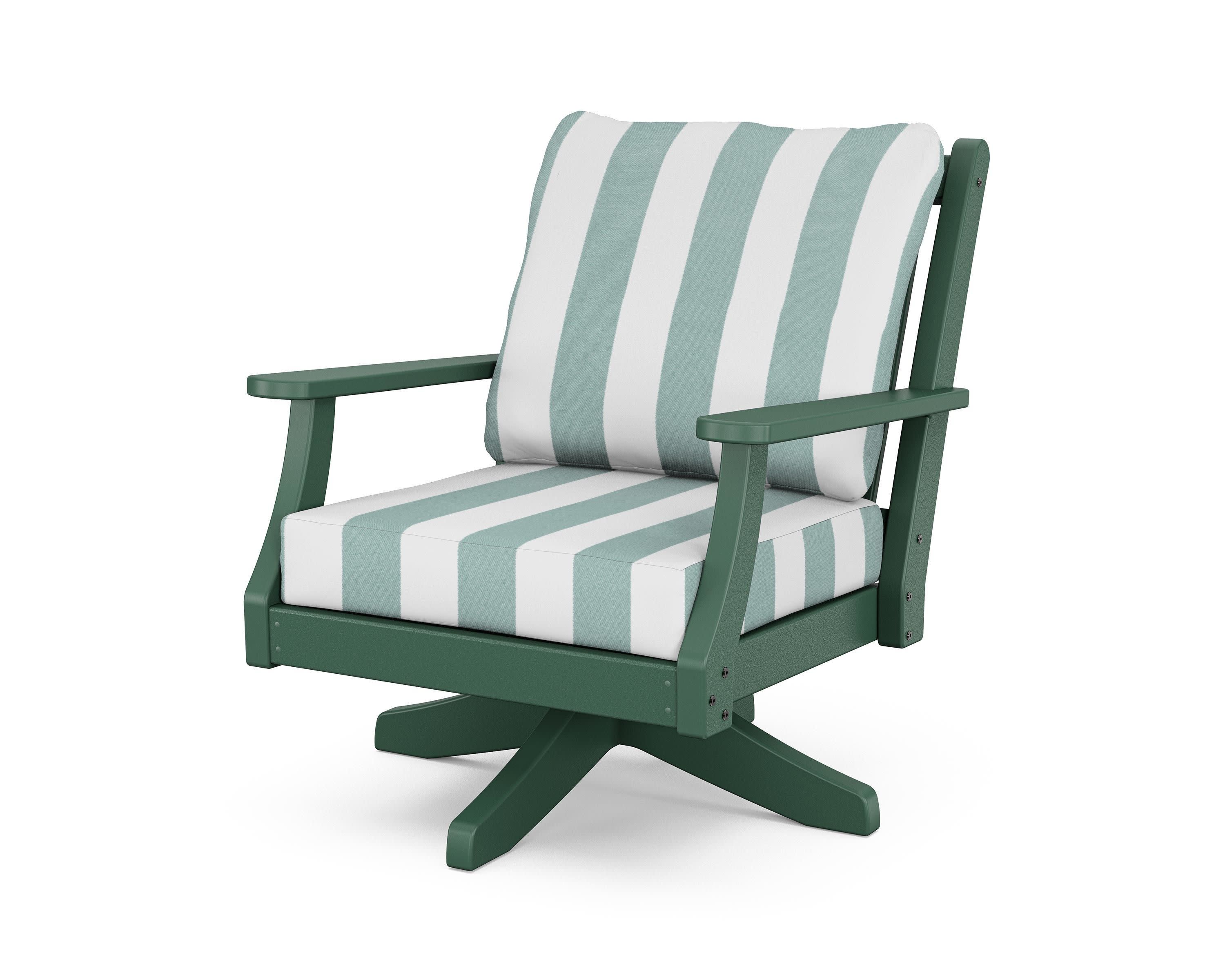 Wovendale Deep Seating Swivel Chair in Green / Cabana Stripe Glacier Spa