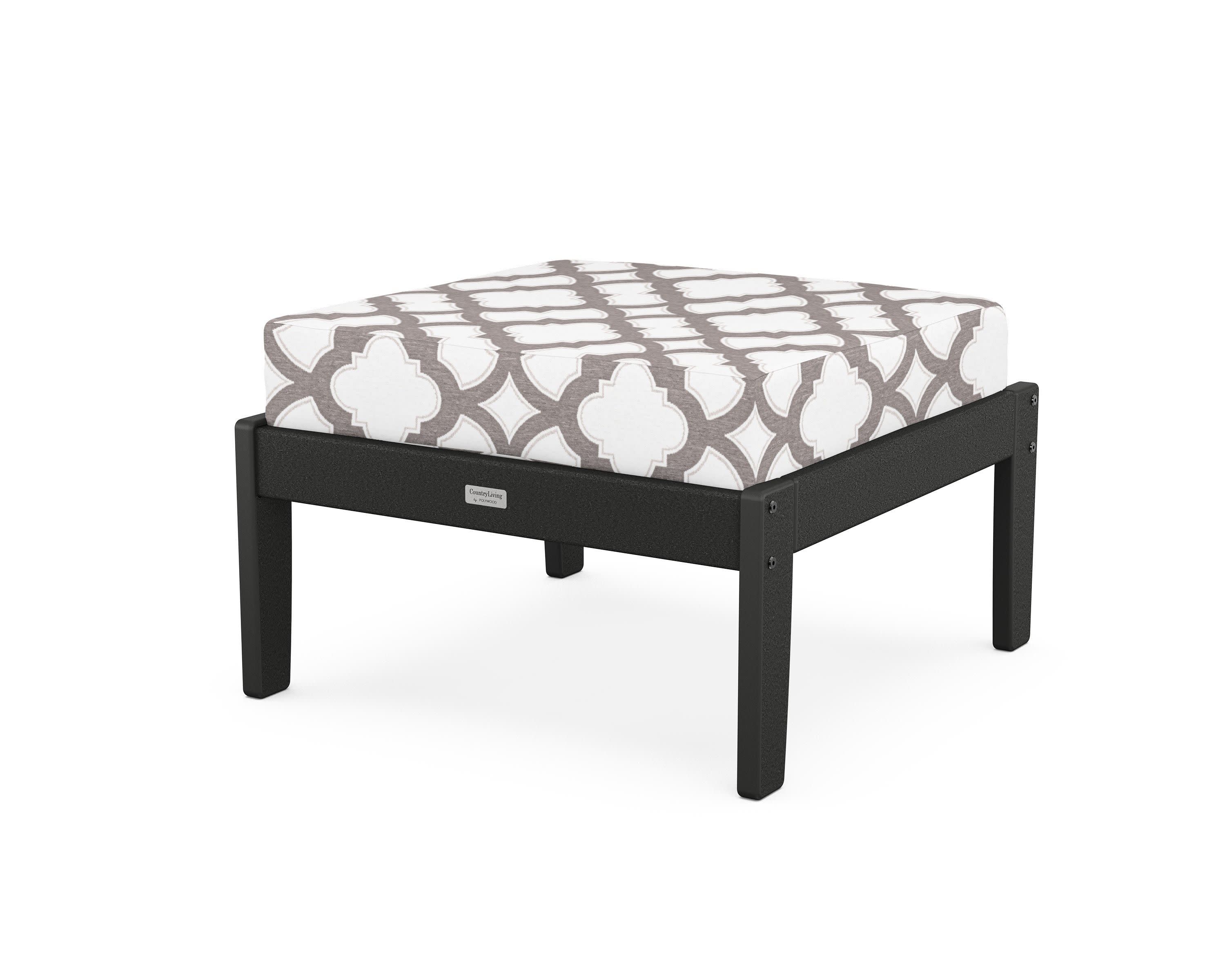 Cottage Deep Seating Ottoman in Black / Trellis Grey Mist