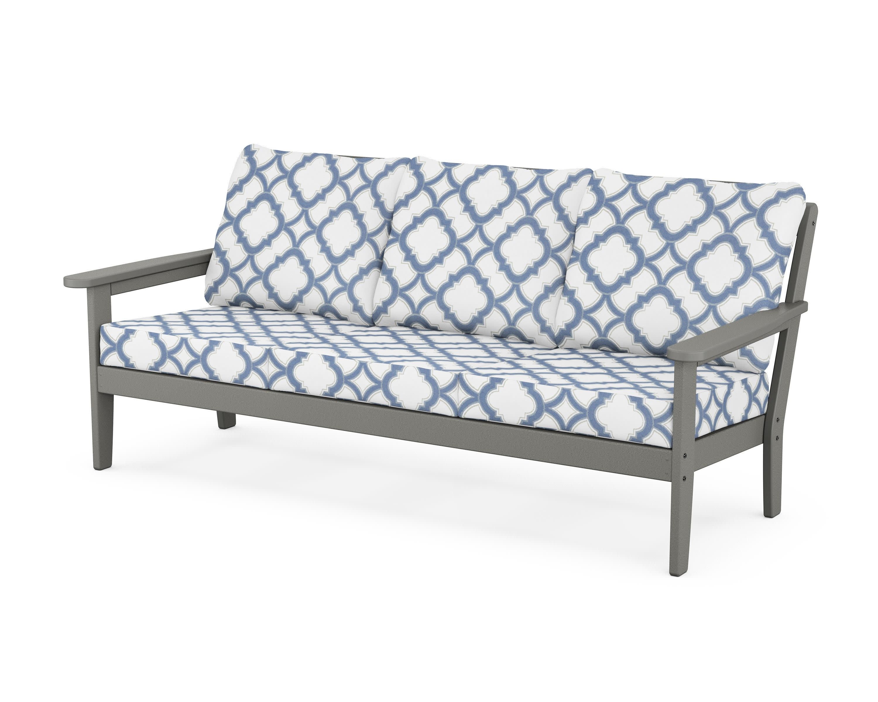 Cottage Deep Seating Sofa in Slate Grey / Trellis Sky Blue