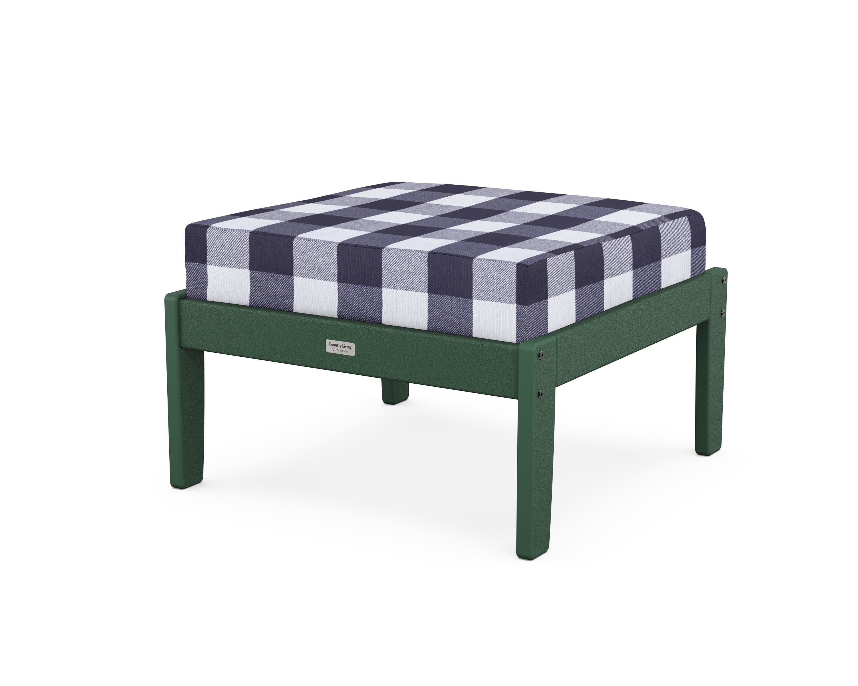 Cottage Deep Seating Ottoman in Green / Buffalo Plaid Navy
