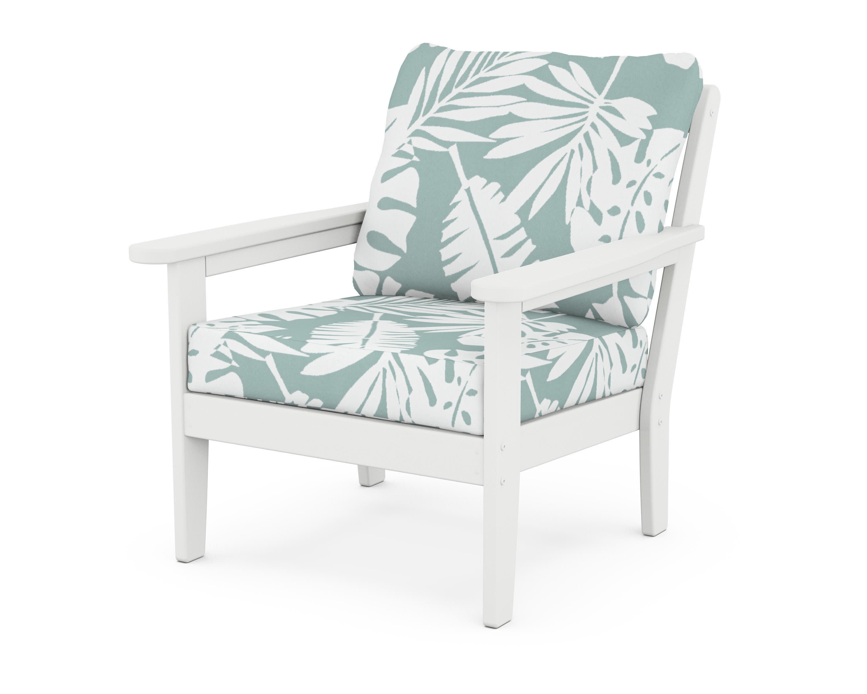 Cottage Deep Seating Chair in White / Leaf Glacier Spa