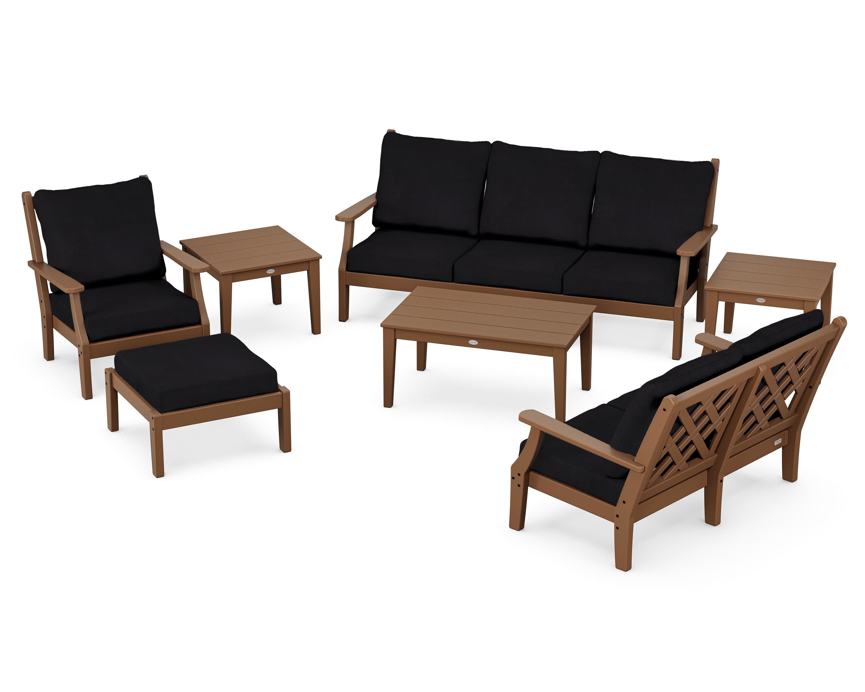 Wovendale 7-Piece Deep Seating Set in Teak / Midnight Linen