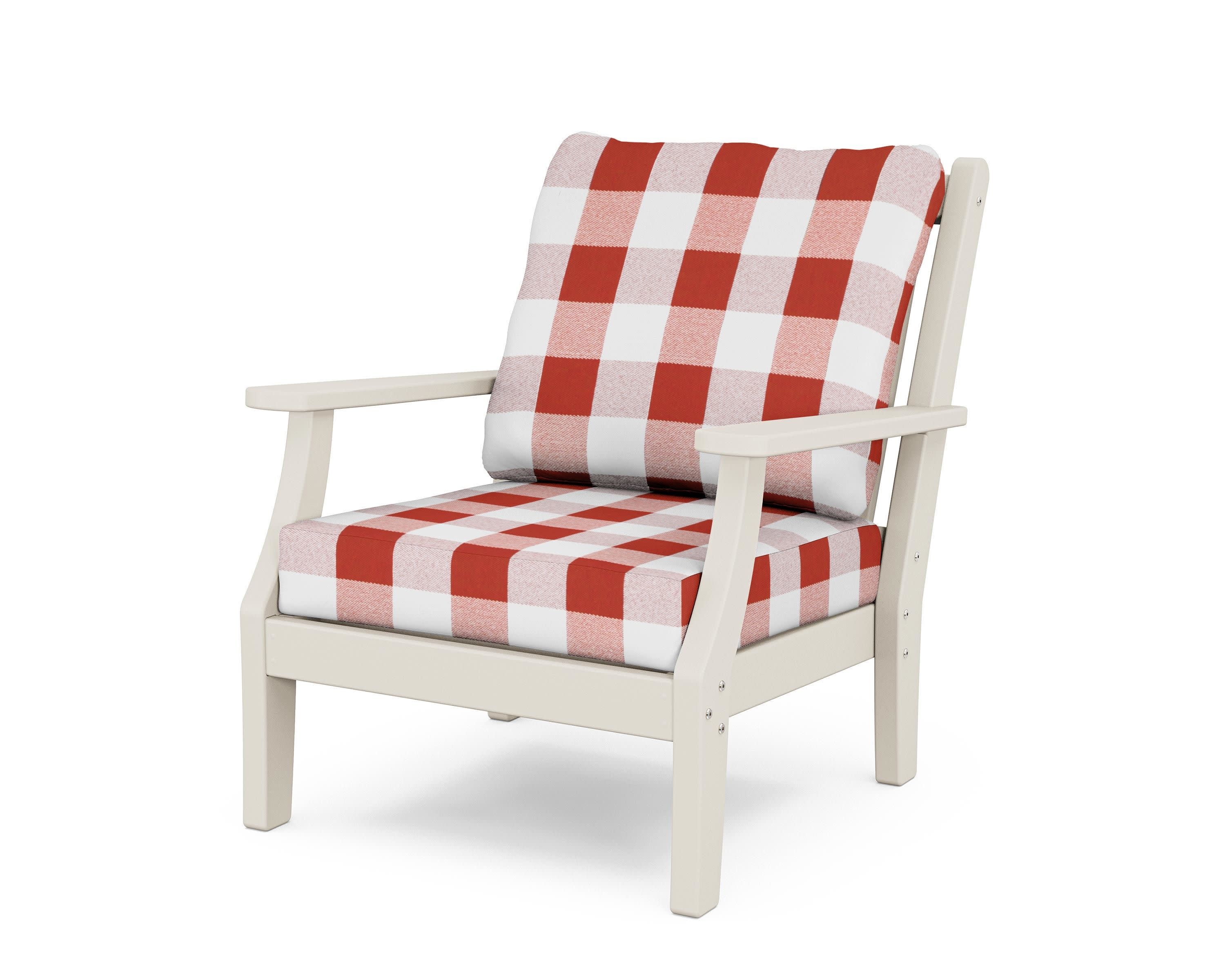 Wovendale Deep Seating Chair in Sand / Buffalo Plaid Crimson