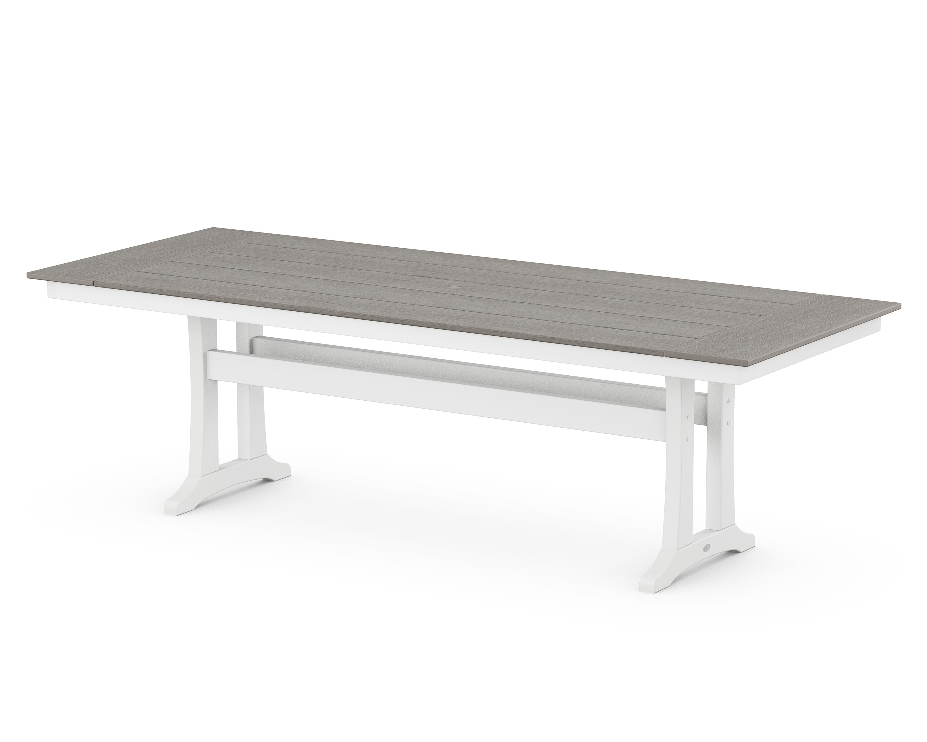Farmhouse Trestle 38" x 96" Dining Table in White / Driftwood