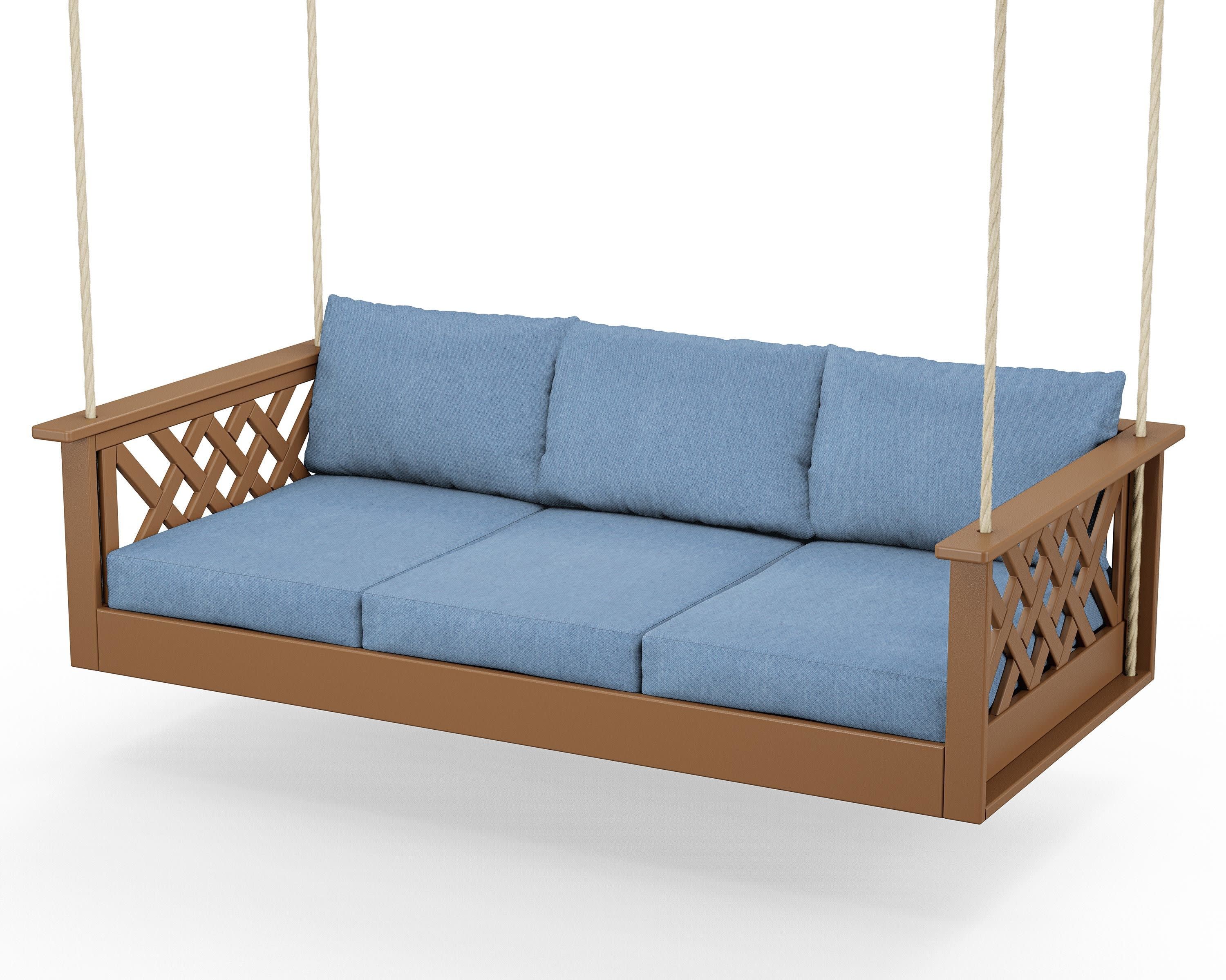 Wovendale Daybed Swing in Teak / Sky Blue