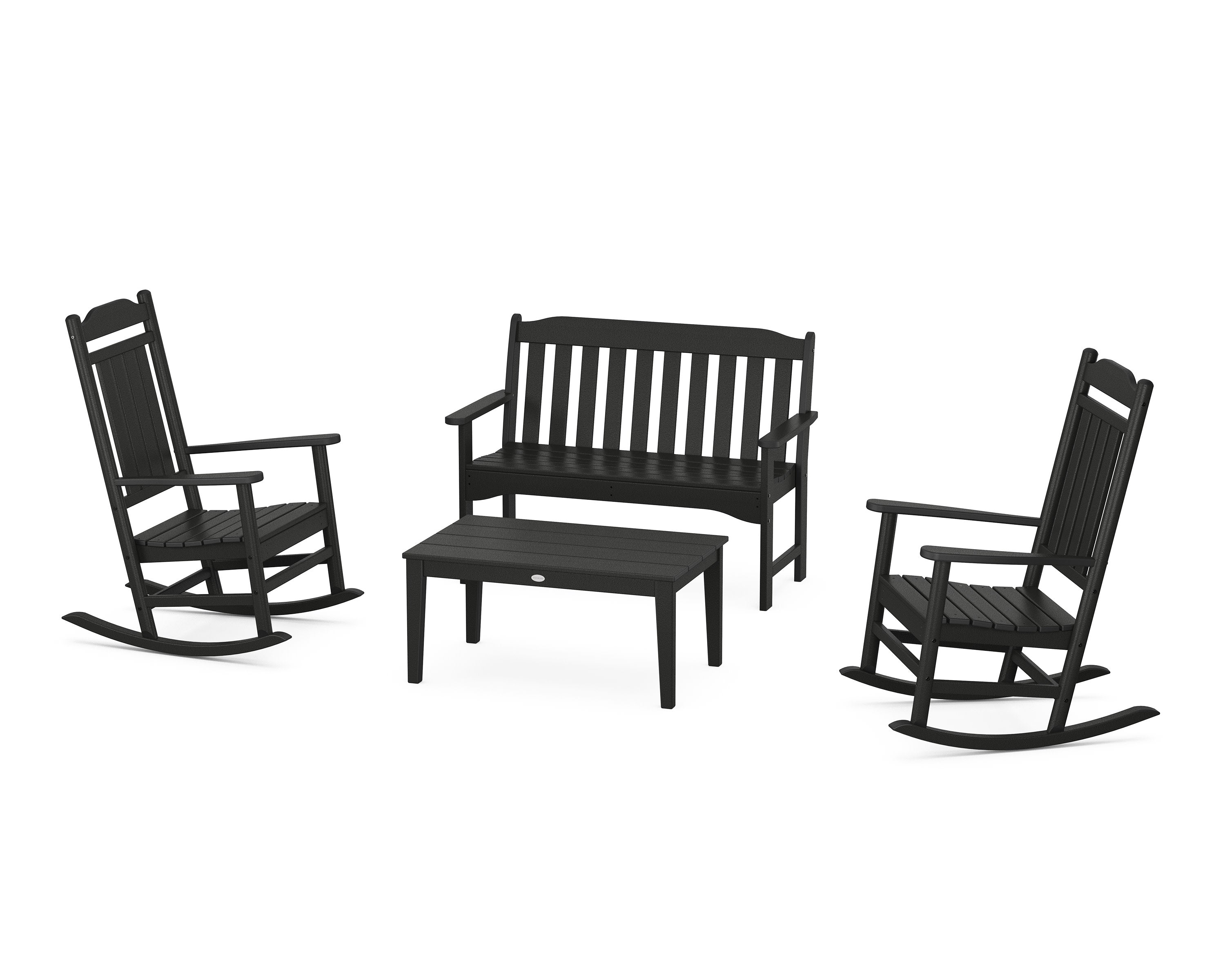 Cottage Legacy Rocking Chair 4-Piece Porch Set in Black