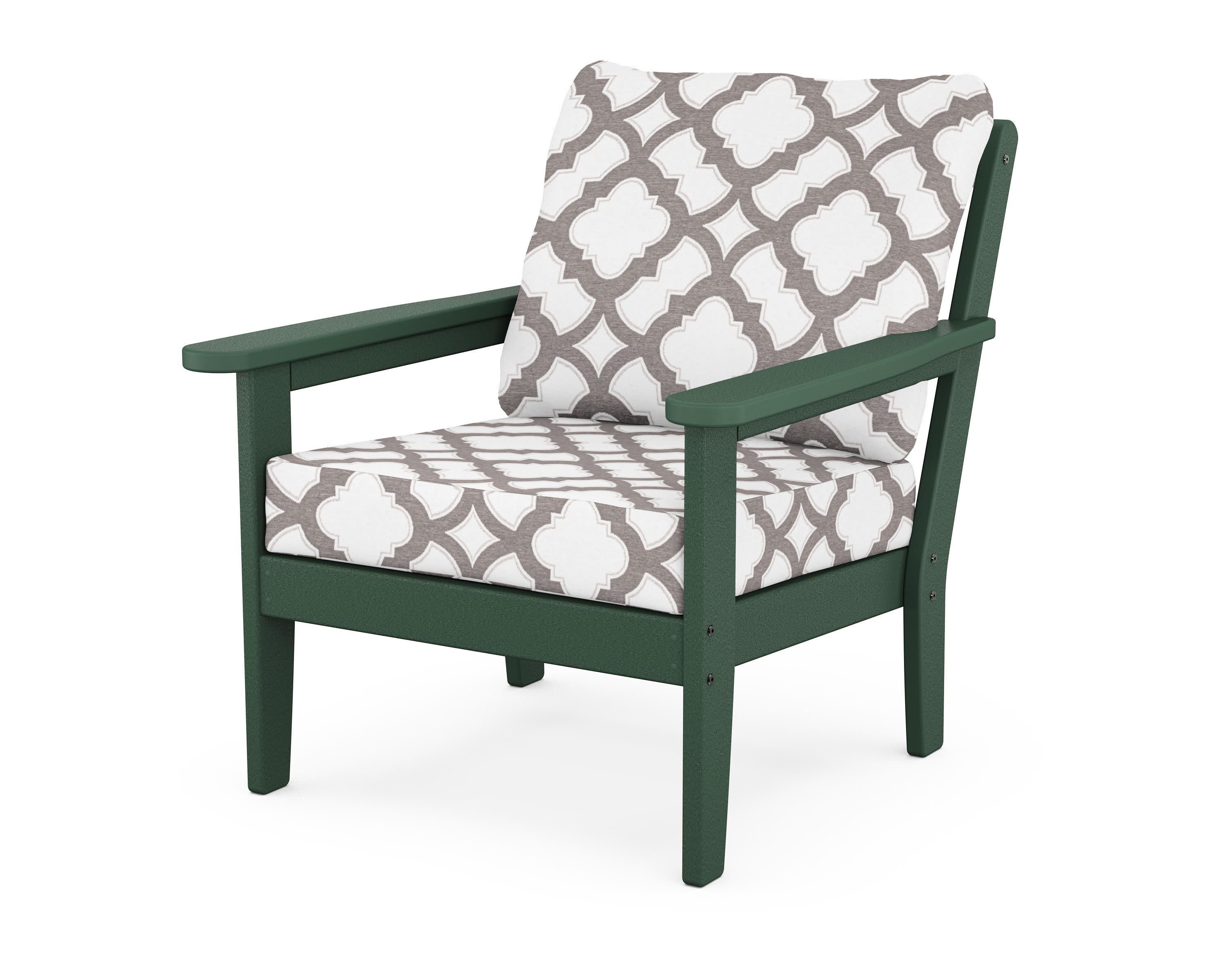 Cottage Deep Seating Chair in Green / Trellis Grey Mist