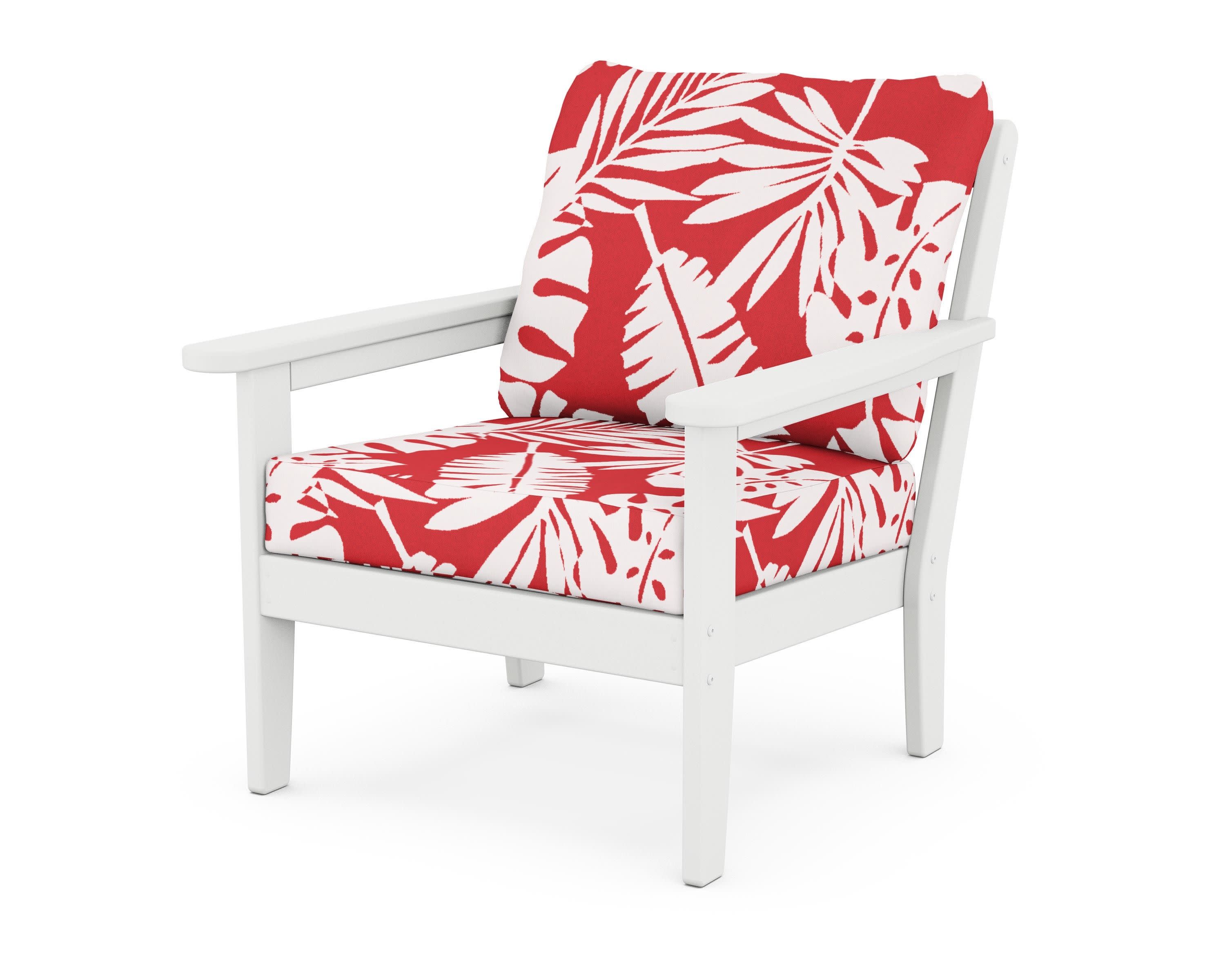 Cottage Deep Seating Chair in White / Leaf Crimson