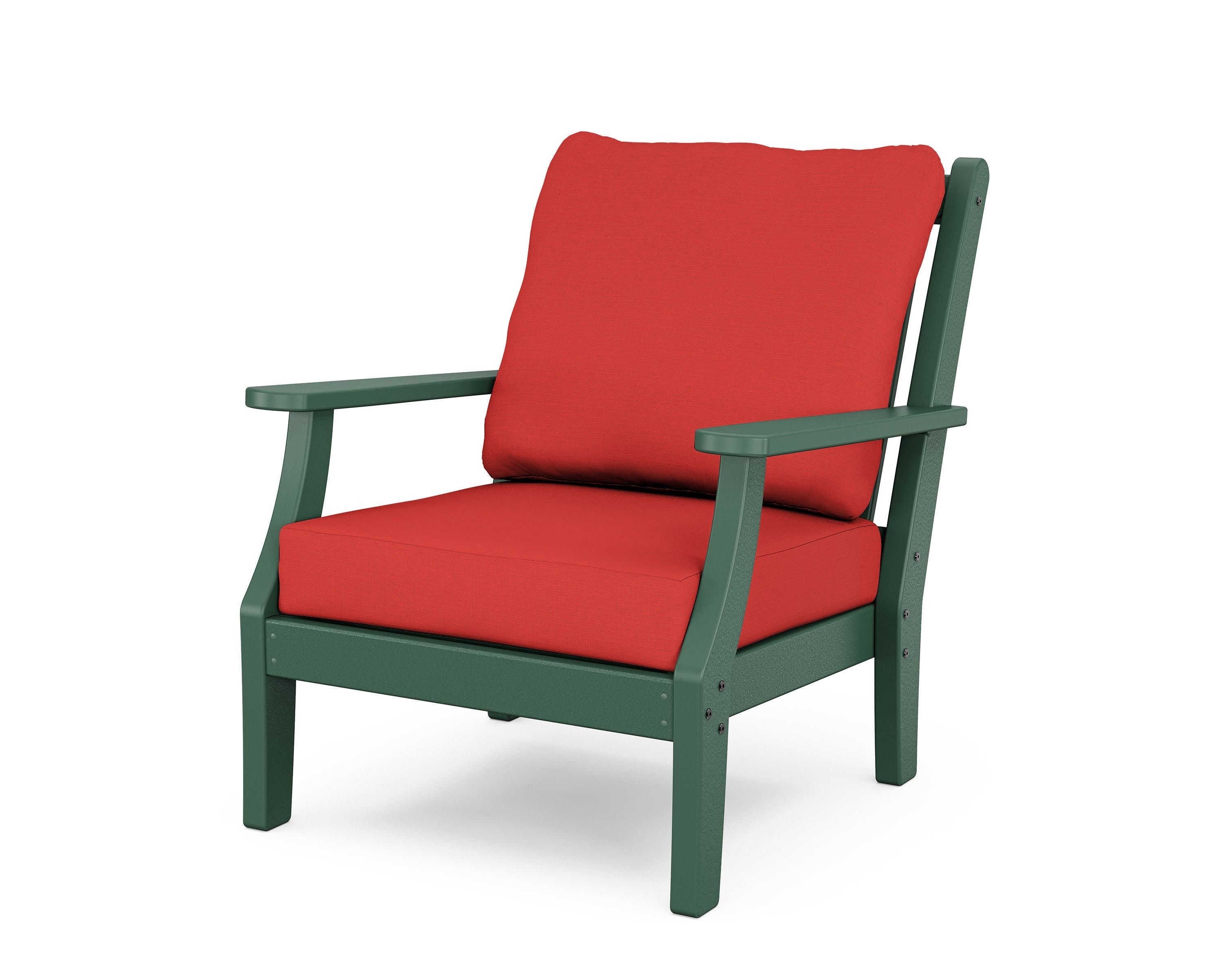 Wovendale Deep Seating Chair in Green / Crimson Linen