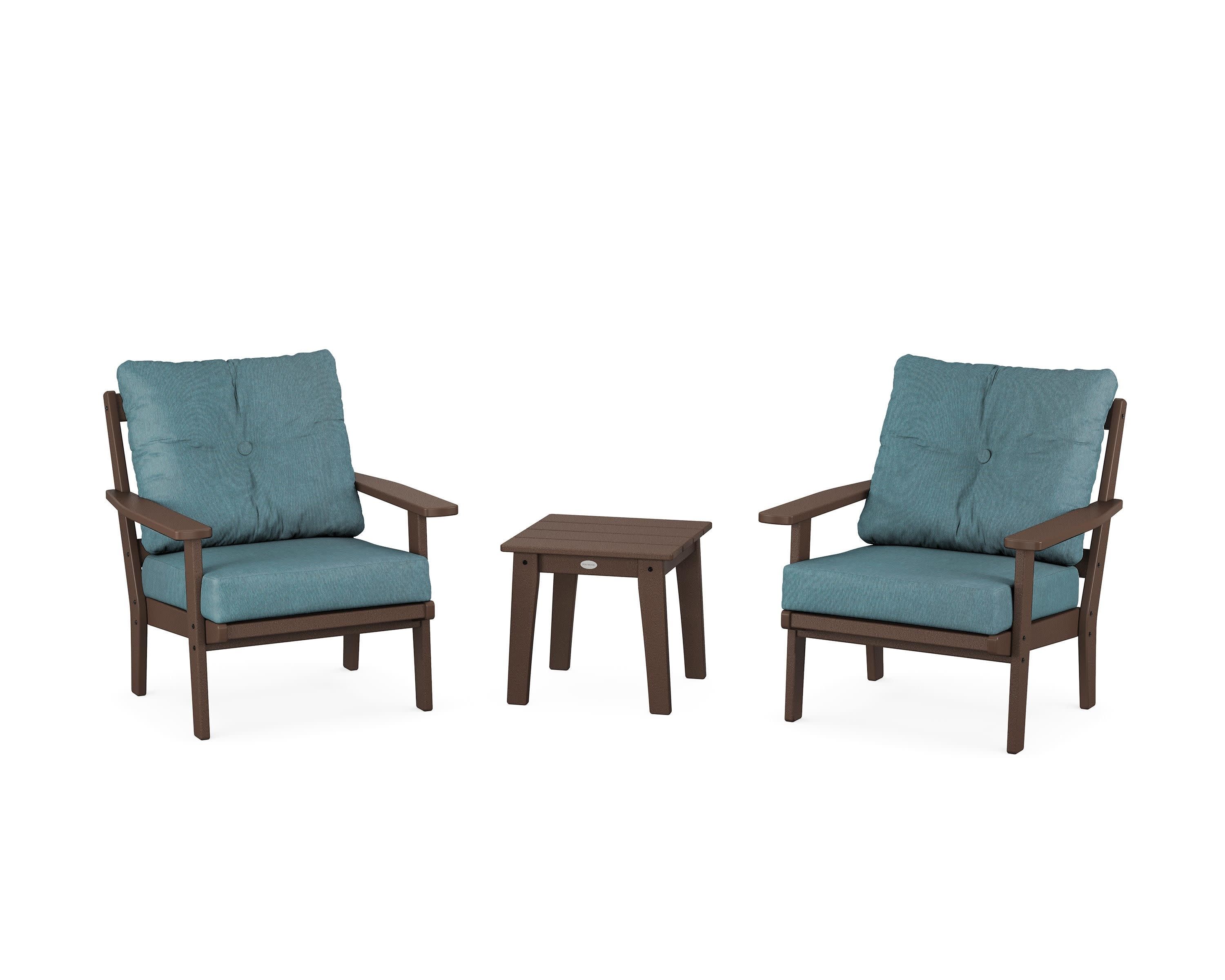 Prairie 3-Piece Deep Seating Set in Mahogany / Ocean Teal